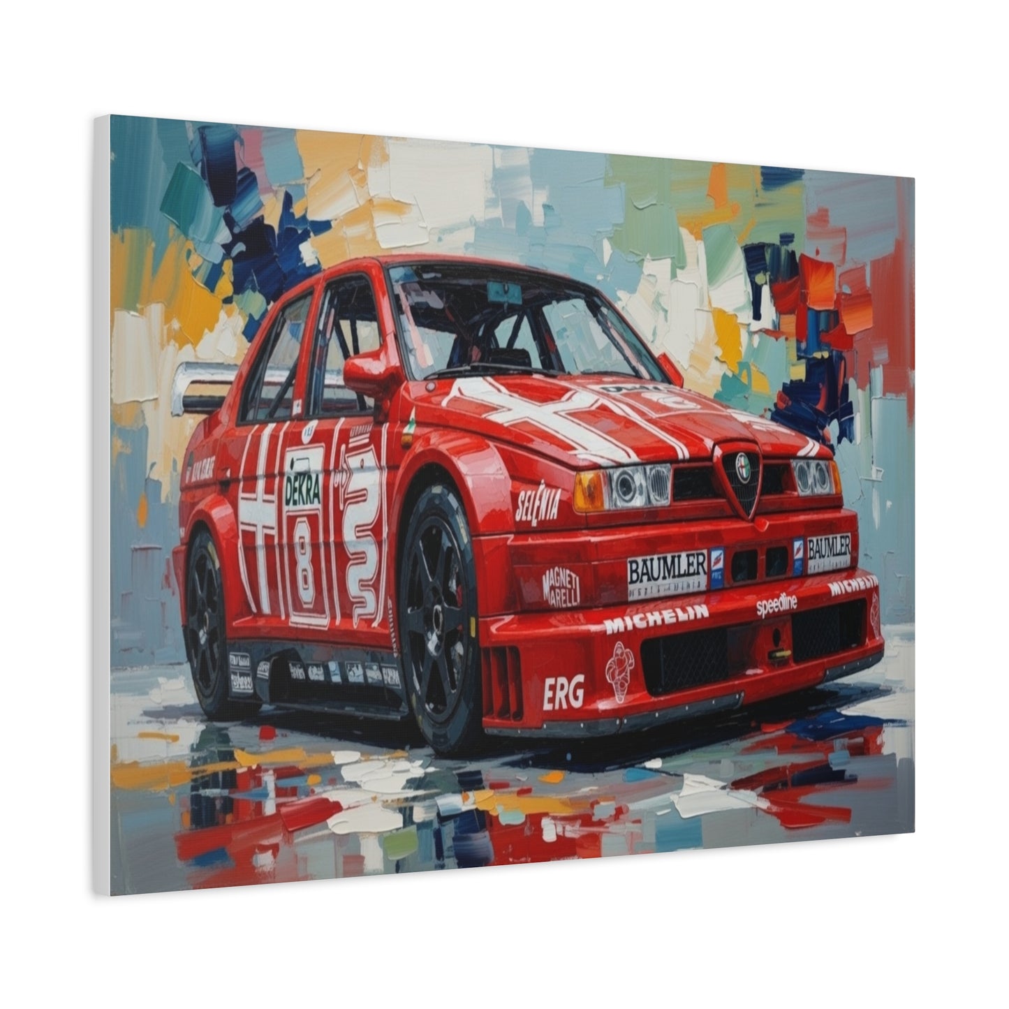 Racing Alfa Romeo Canvas Print — Red Race Car Stretched Wall Art