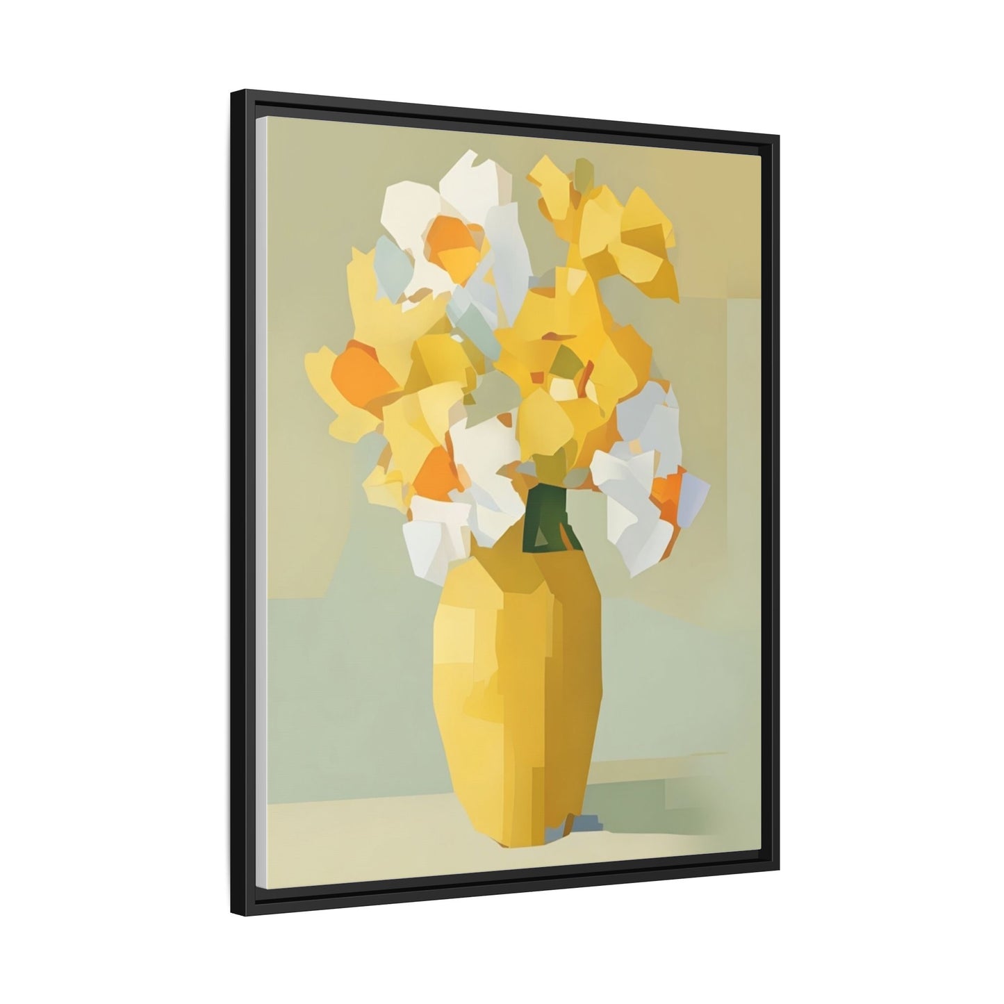 Framed Floral Canvas Print — Yellow Vase Bouquet Wall Art