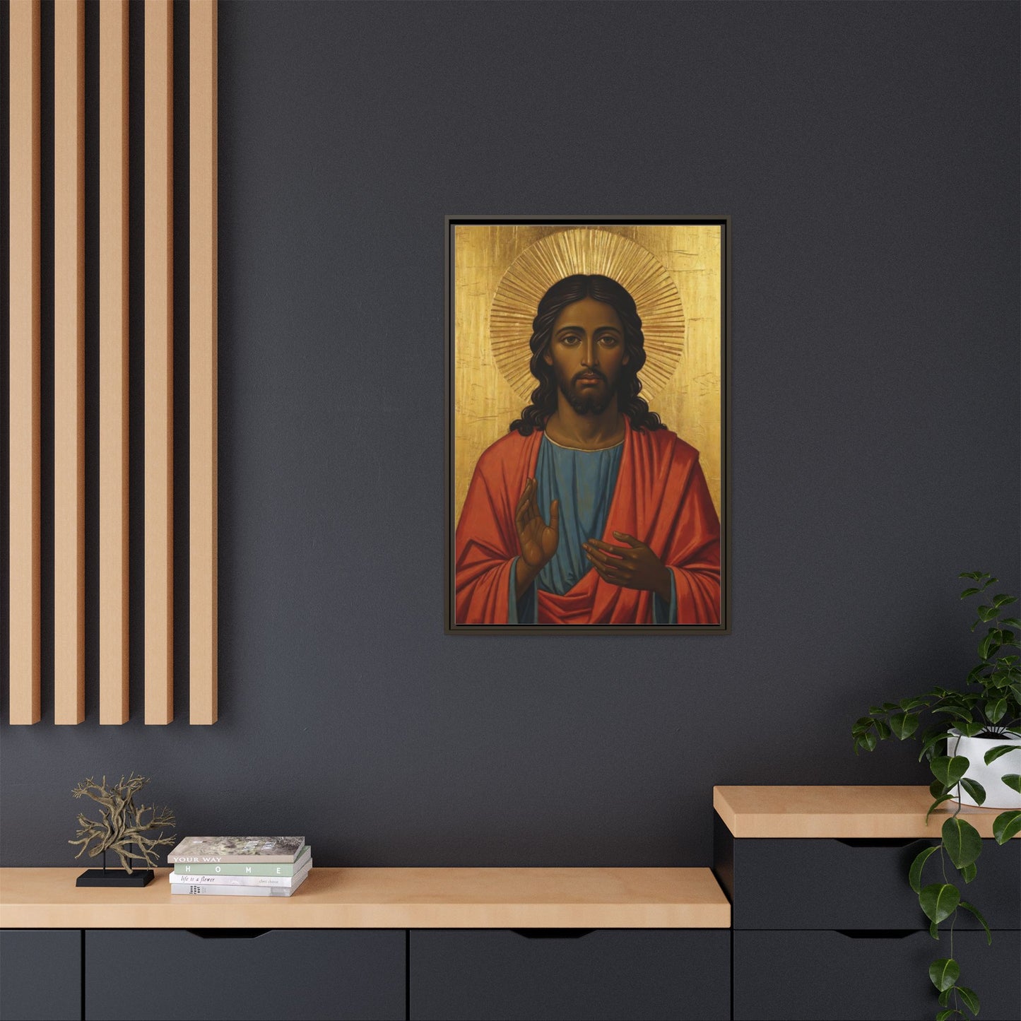 Framed Orthodox Christ Icon Matte Canvas — Religious Wall Art for Home, Church, or Prayer Corner