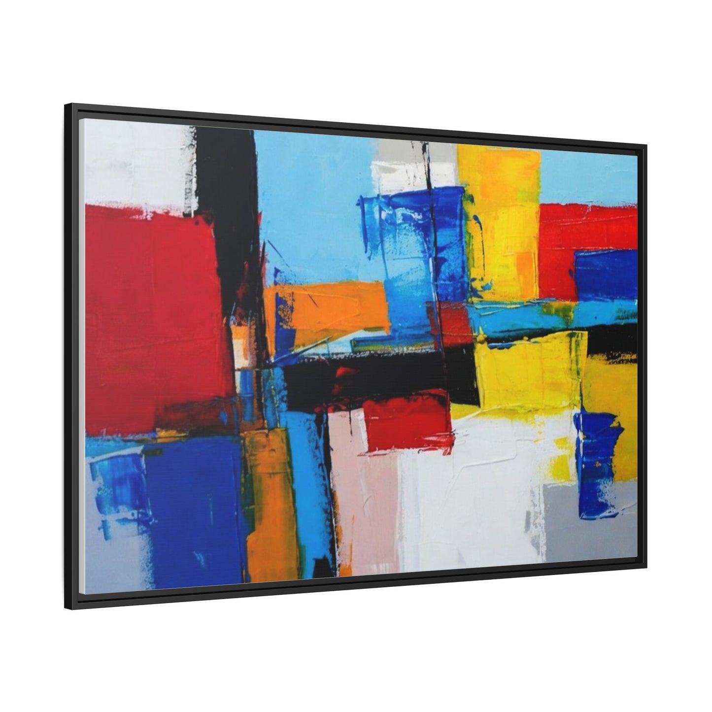 Abstract Color Block Matte Canvas Framed Wall Art