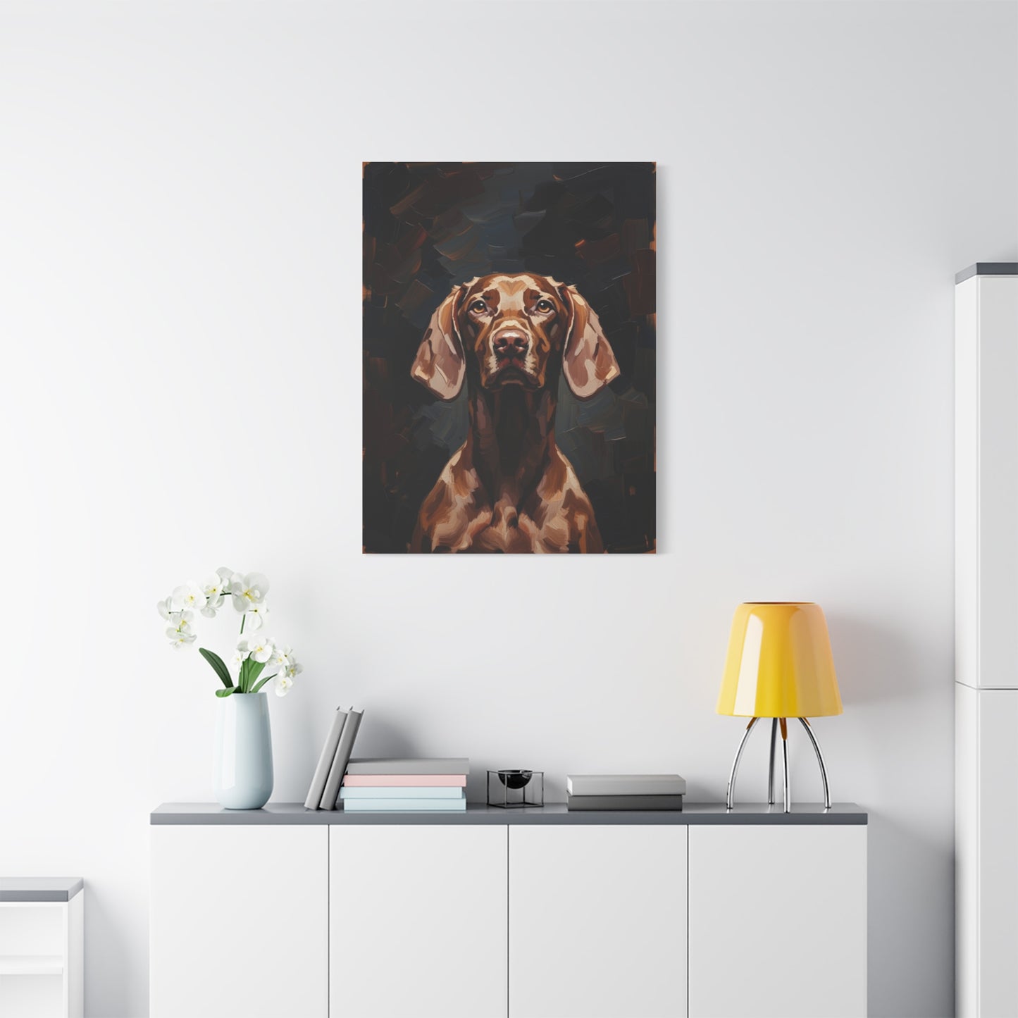 Chocolate Vizsla Canvas Wall Art — Matte Stretched Dog Portrait