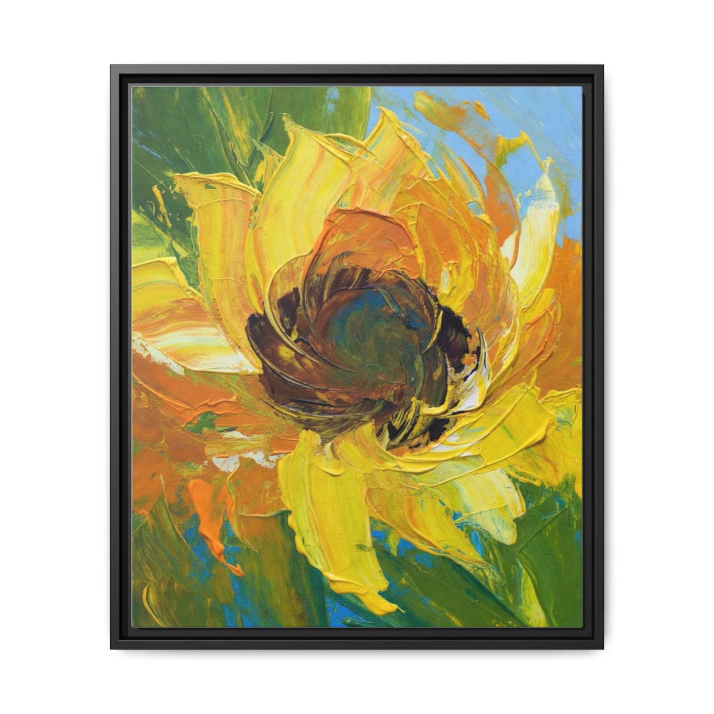 Framed Sunflower Abstract Matte Canvas Print