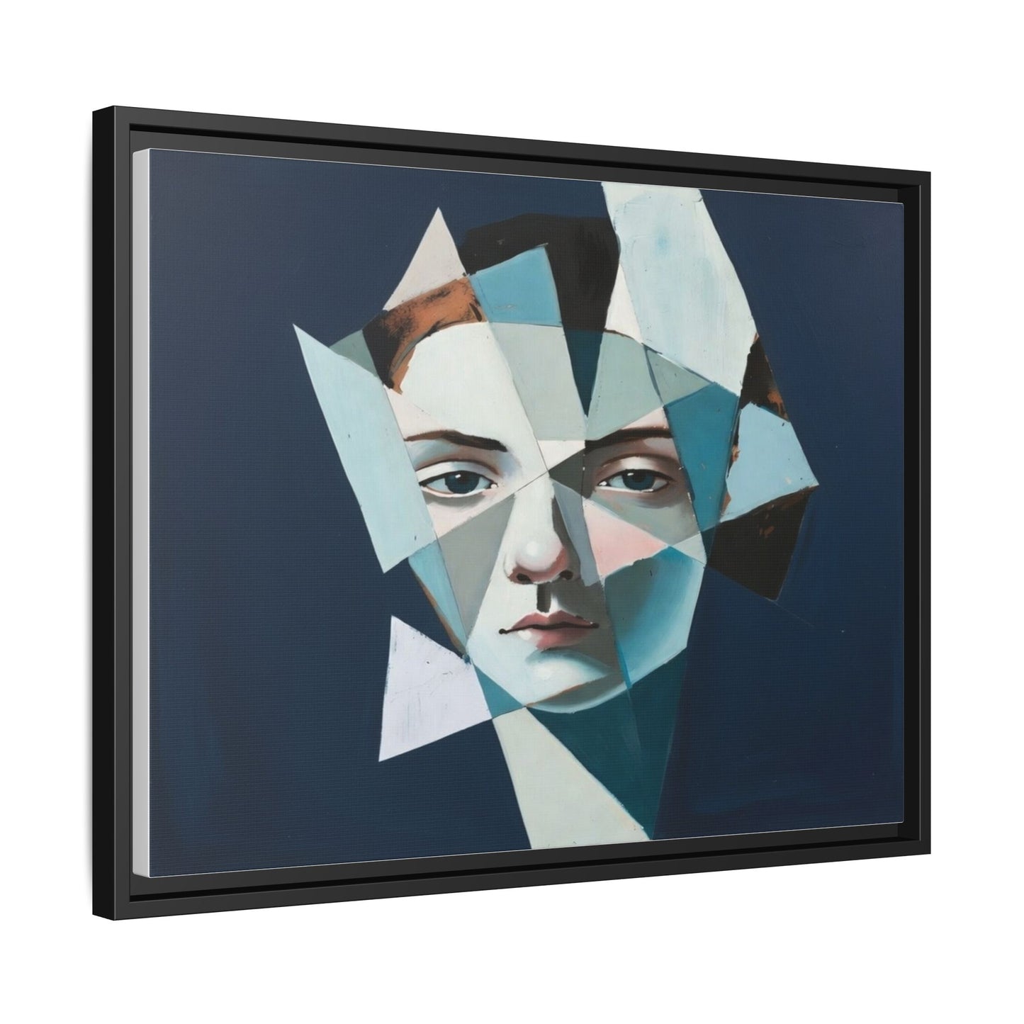 Abstract Fragmented Portrait Matte Canvas (Framed)