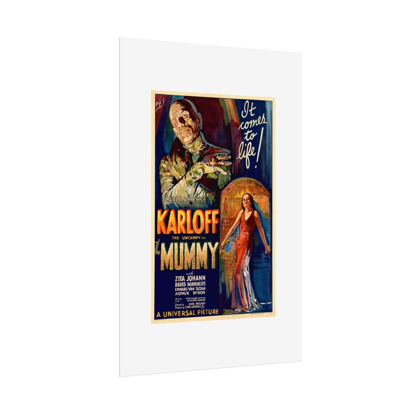 The Mummy 1932 film poster by Karoly Grosz Wall Art Print (Karloff "It Comes to Life!")