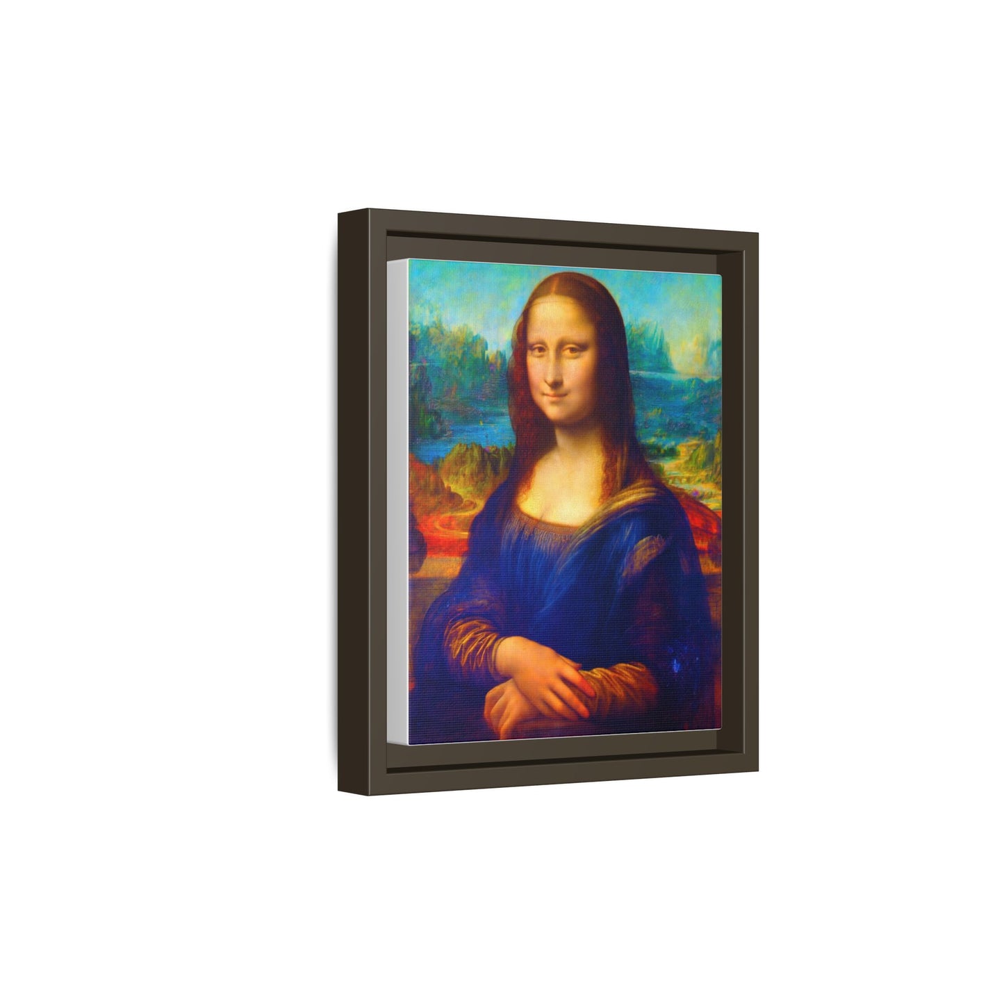 Framed Matte Canvas Print — Colorful Mona Lisa Wall Art