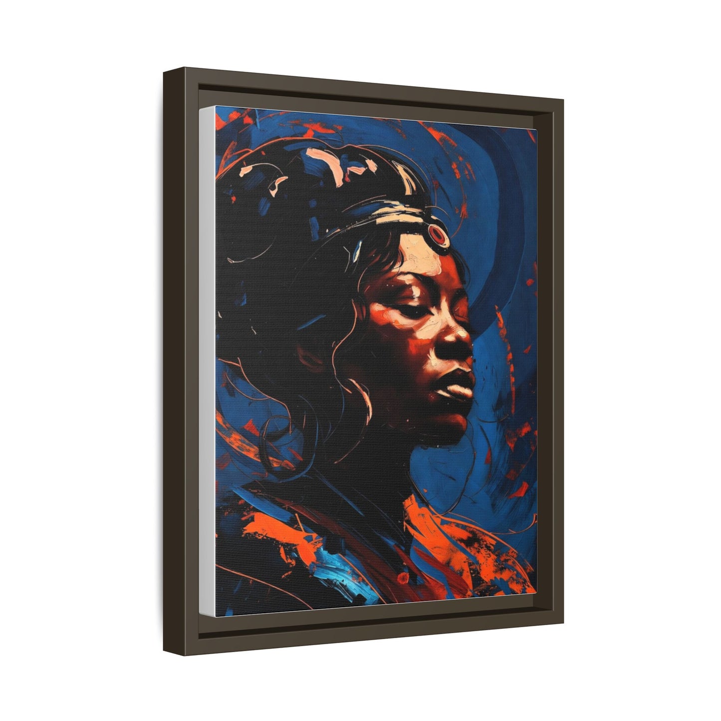 Framed Matte Canvas Art - Vibrant Portrait of a Black Woman (Multi-Color)