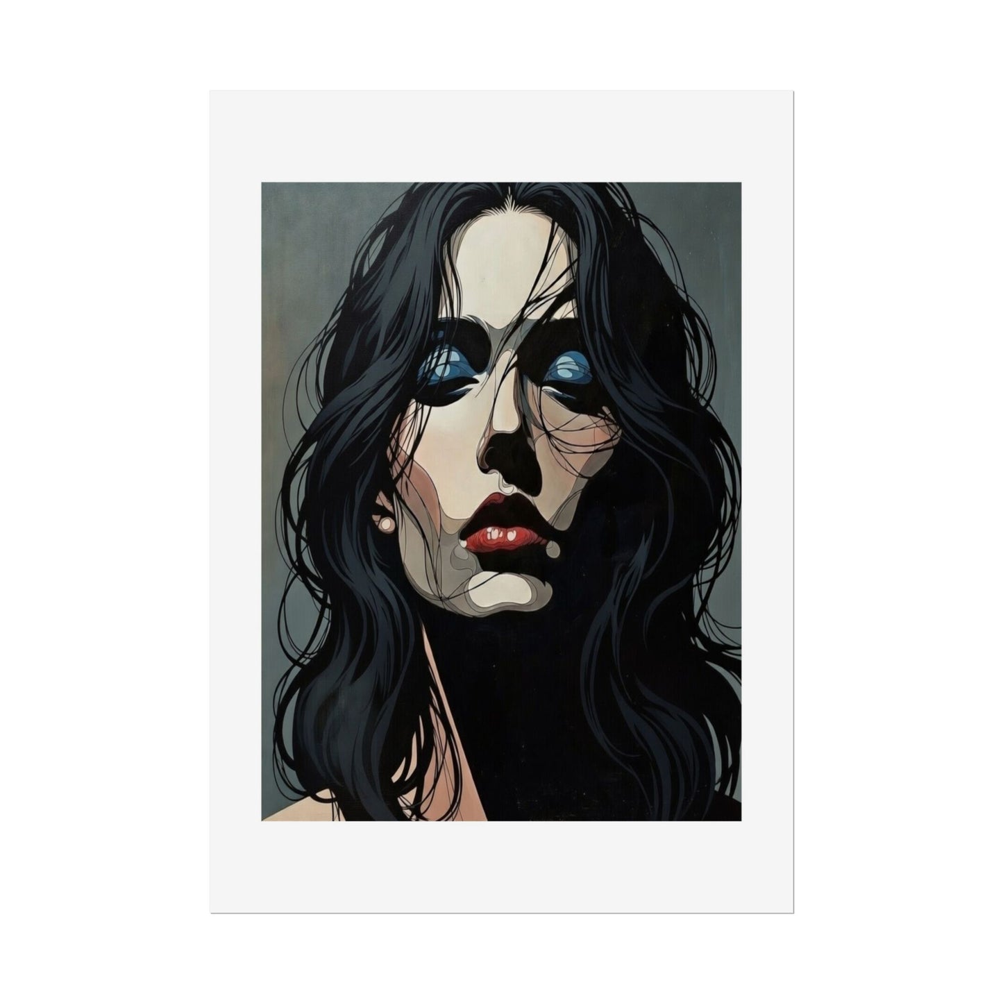 Rolled Poster — Moody Portrait Art Print (Dark Femme, Blue Eyeshadow)