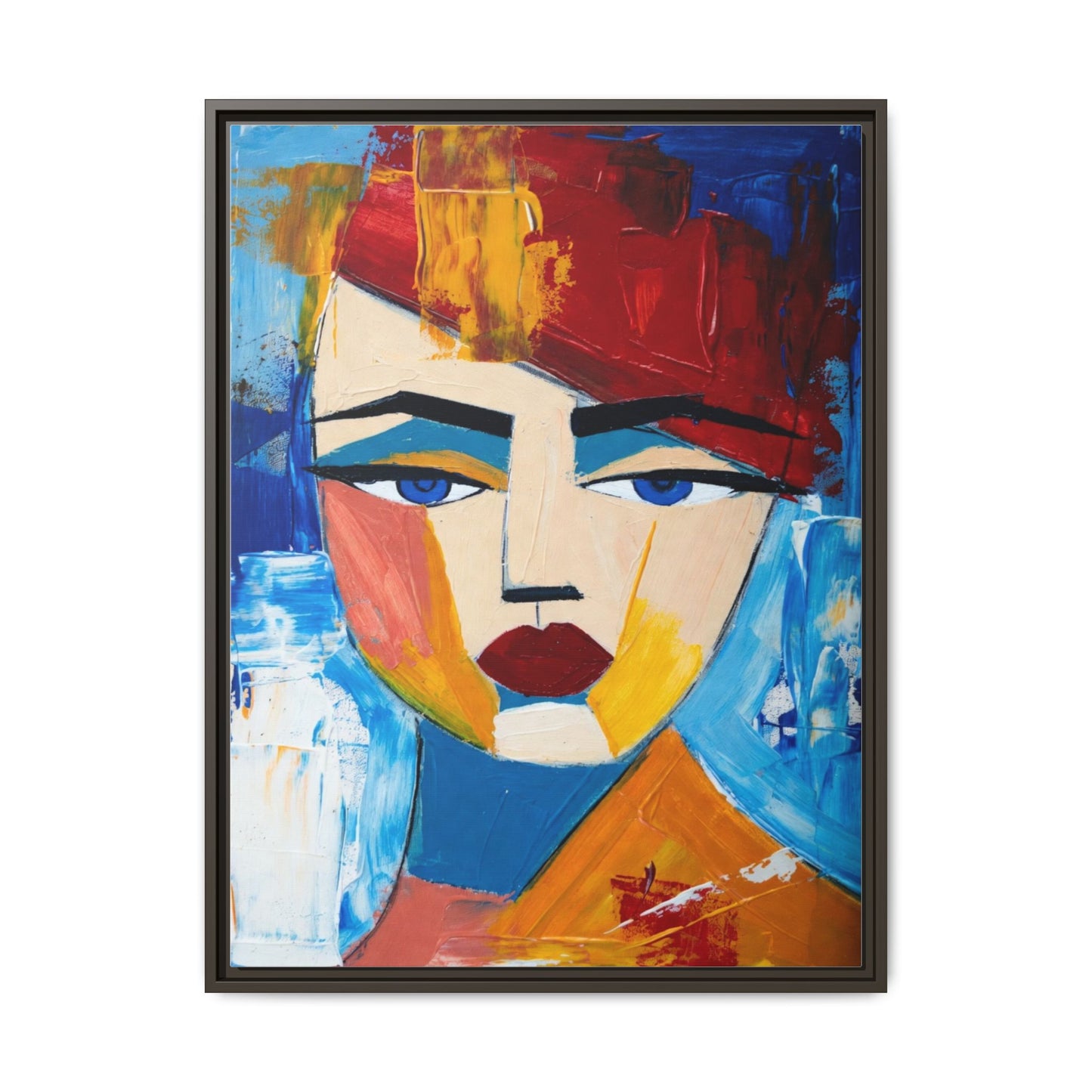 Abstract Colorful Portrait Framed Canvas Art