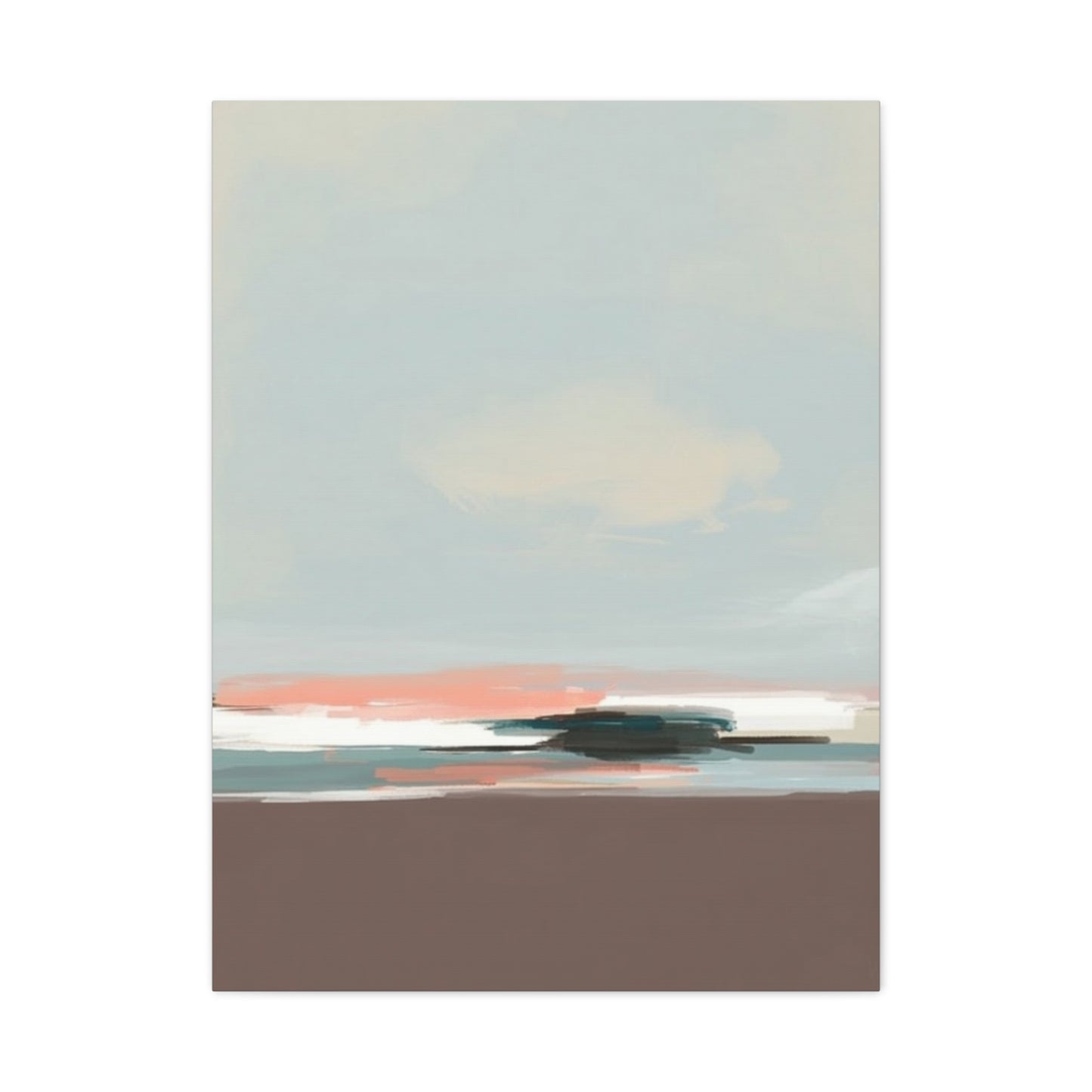Coastal Abstract Canvas Art – Soft Pastel Seascape Matte Stretched Canvas