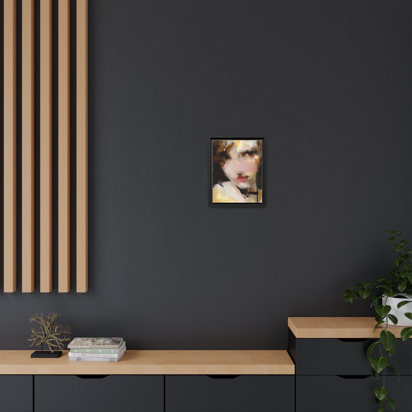 Abstract Portrait Matte Canvas Framed Print — Modern Feminine Wall Art