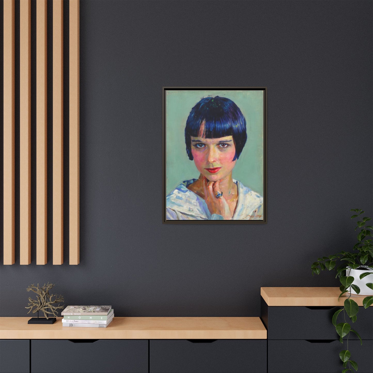 Framed Matte Canvas Portrait Print — Vintage Flapper Woman