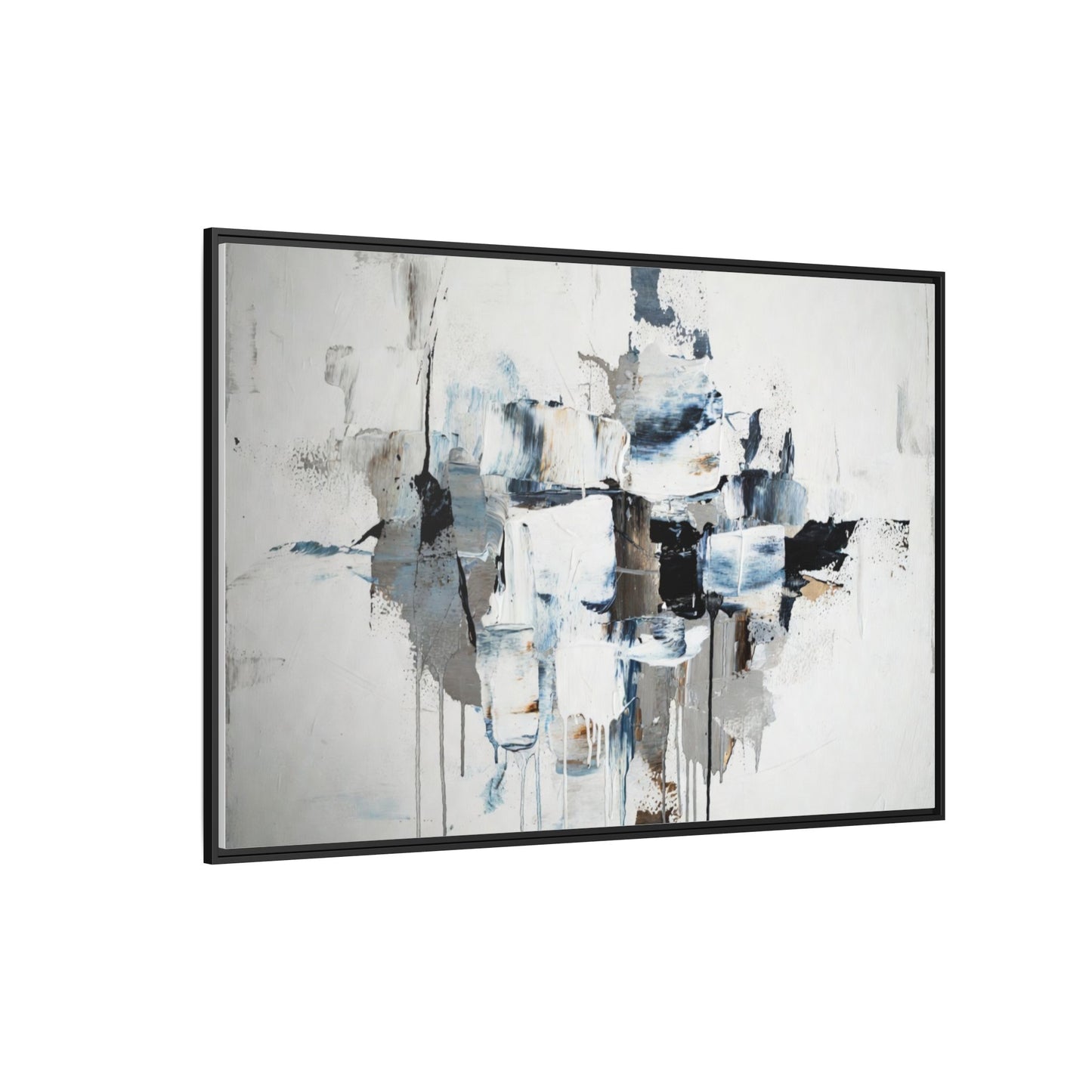 Framed Abstract Canvas Art — Blue Neutral Modern Wall Print