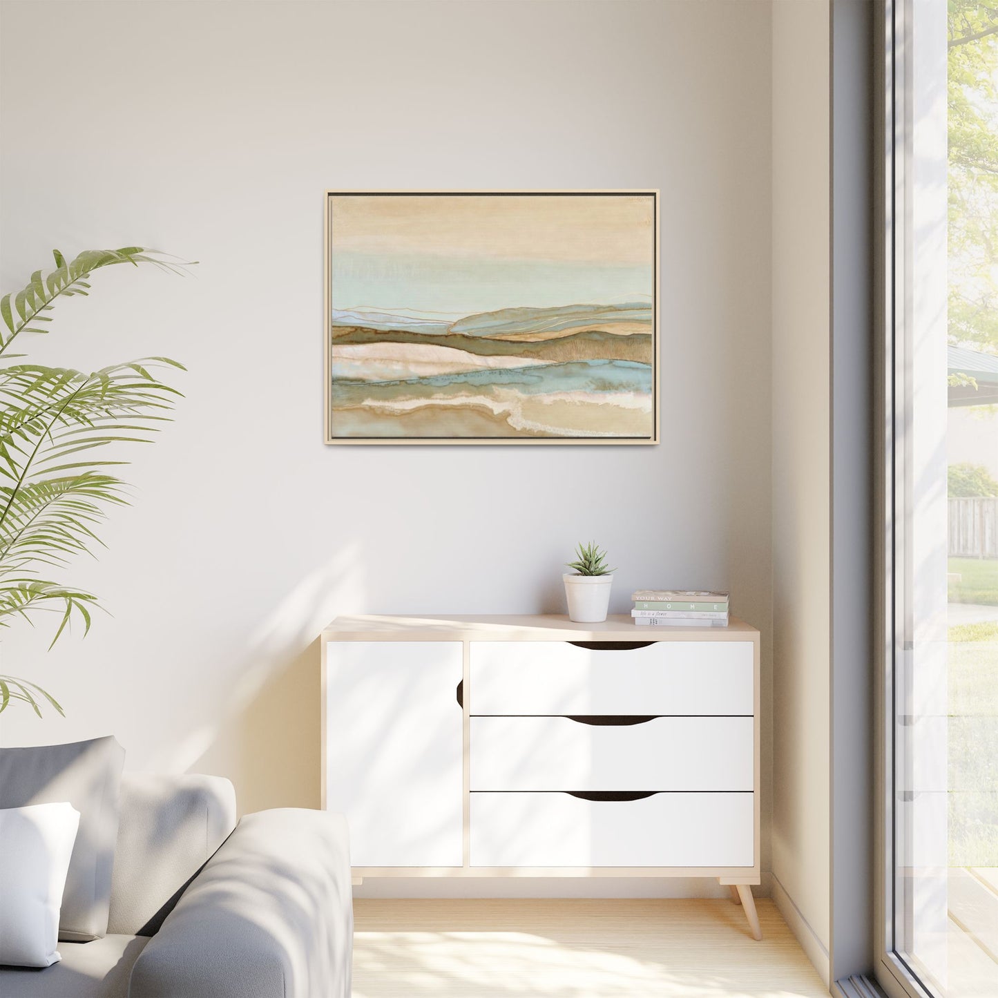 Framed Matte Canvas Coastal Abstract Landscape Wall Art