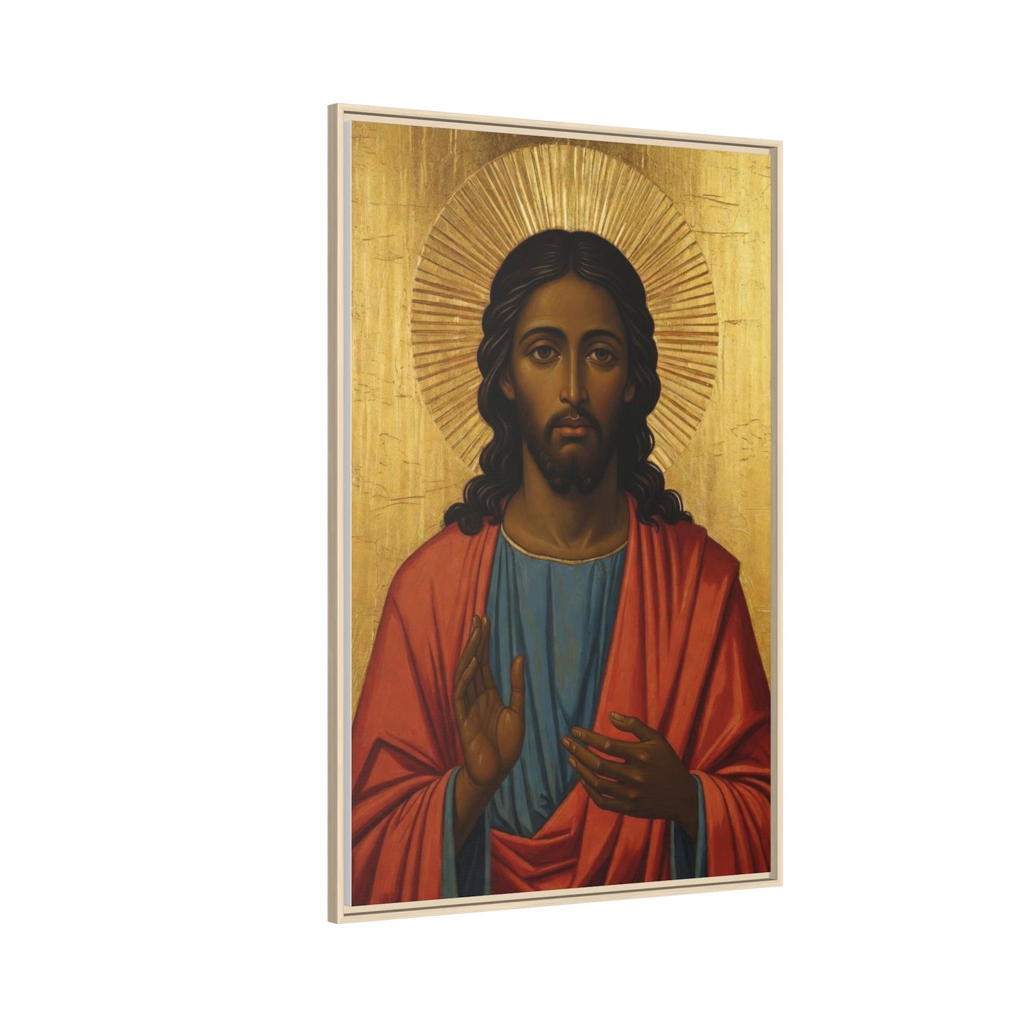Framed Orthodox Christ Icon Matte Canvas — Religious Wall Art for Home, Church, or Prayer Corner