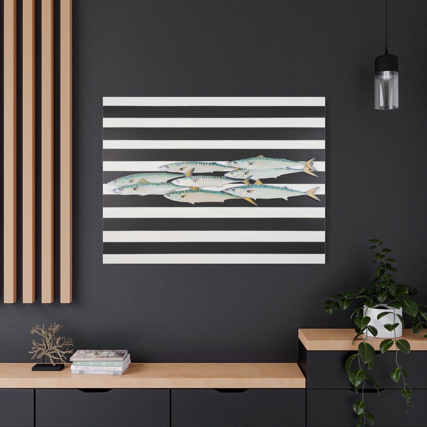 Striped Mackerel School Matte Canvas Print