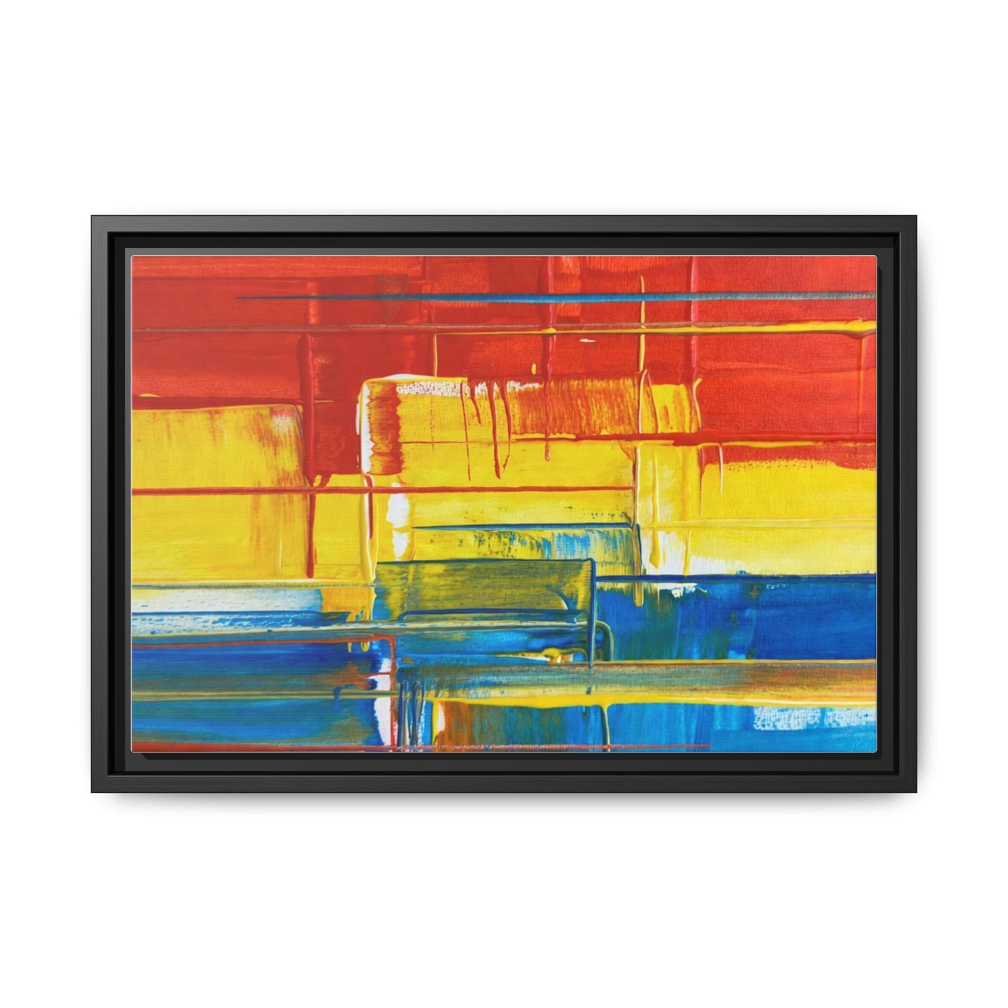 Abstract Multi-Color Framed Canvas Art — Modern Geometric Wall Decor
