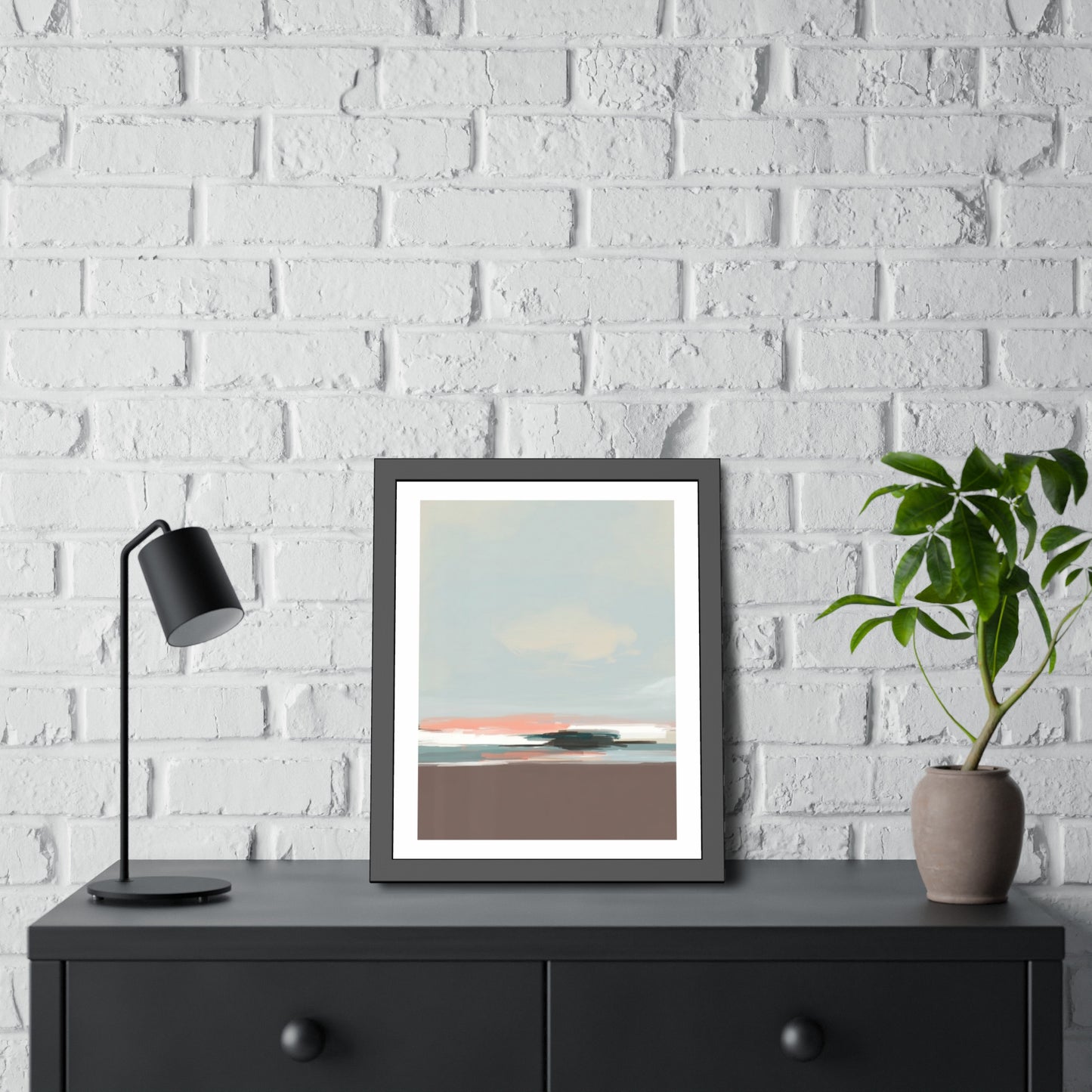 Abstract Seaside Framed Art Print — Minimal Coastal Poster