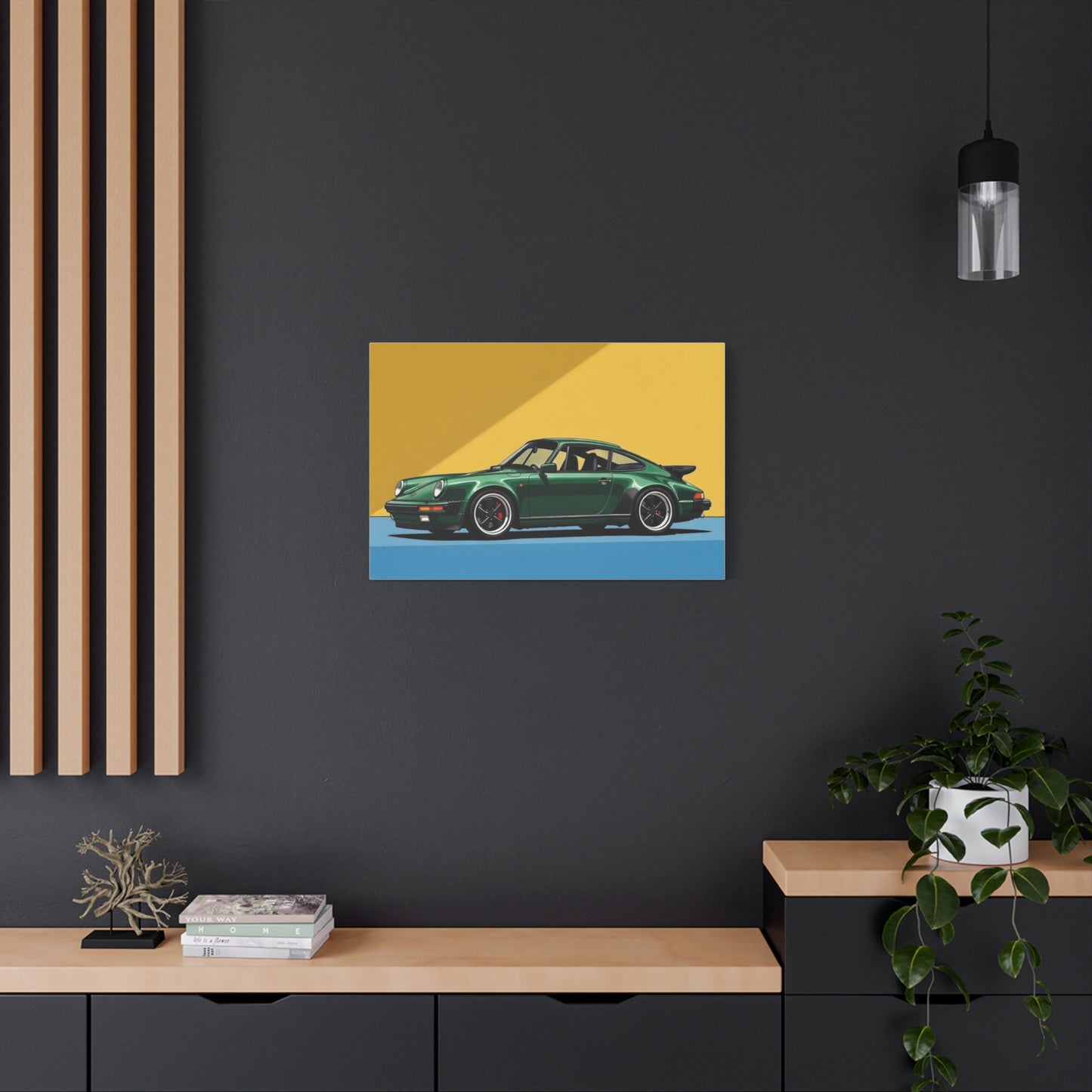 Vintage Green Porsche Art Print - Matte Stretched Canvas