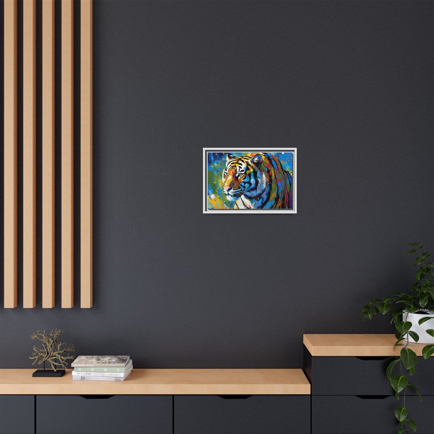 Colorful Tiger Matte Canvas Framed Art — Vibrant Wildlife Wall Decor