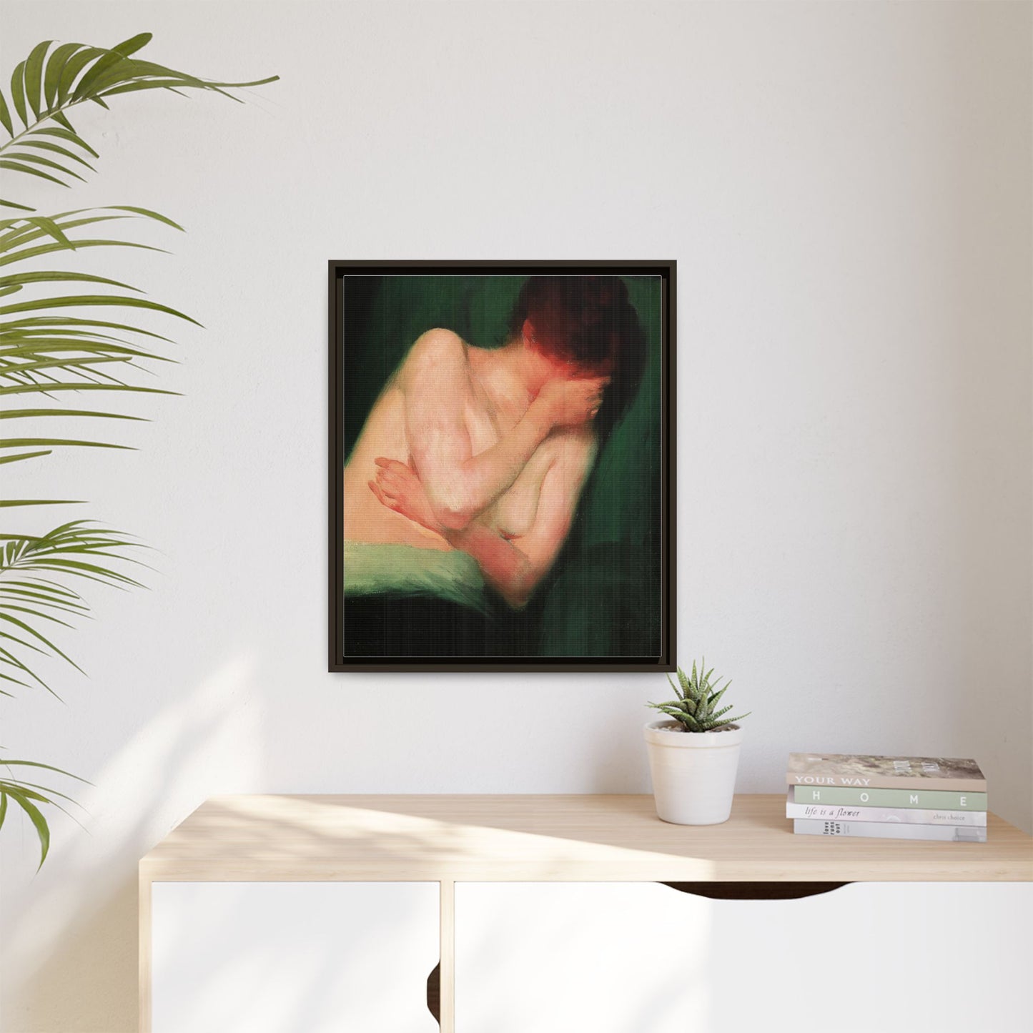 Female Nude by János Vaszary Framed Matte Canvas Wall Art Print