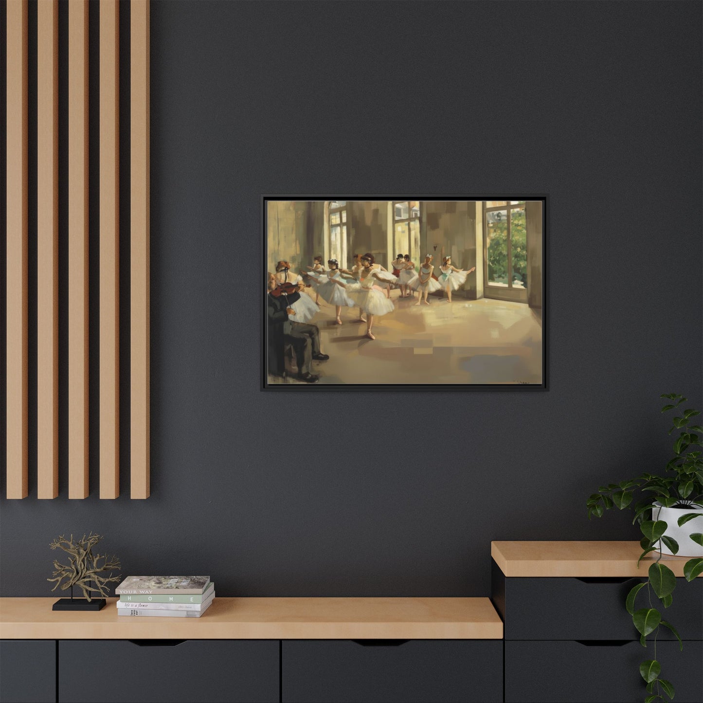 Framed Matte Canvas Print — Ballet Class Scene (Impressionist Dancers)