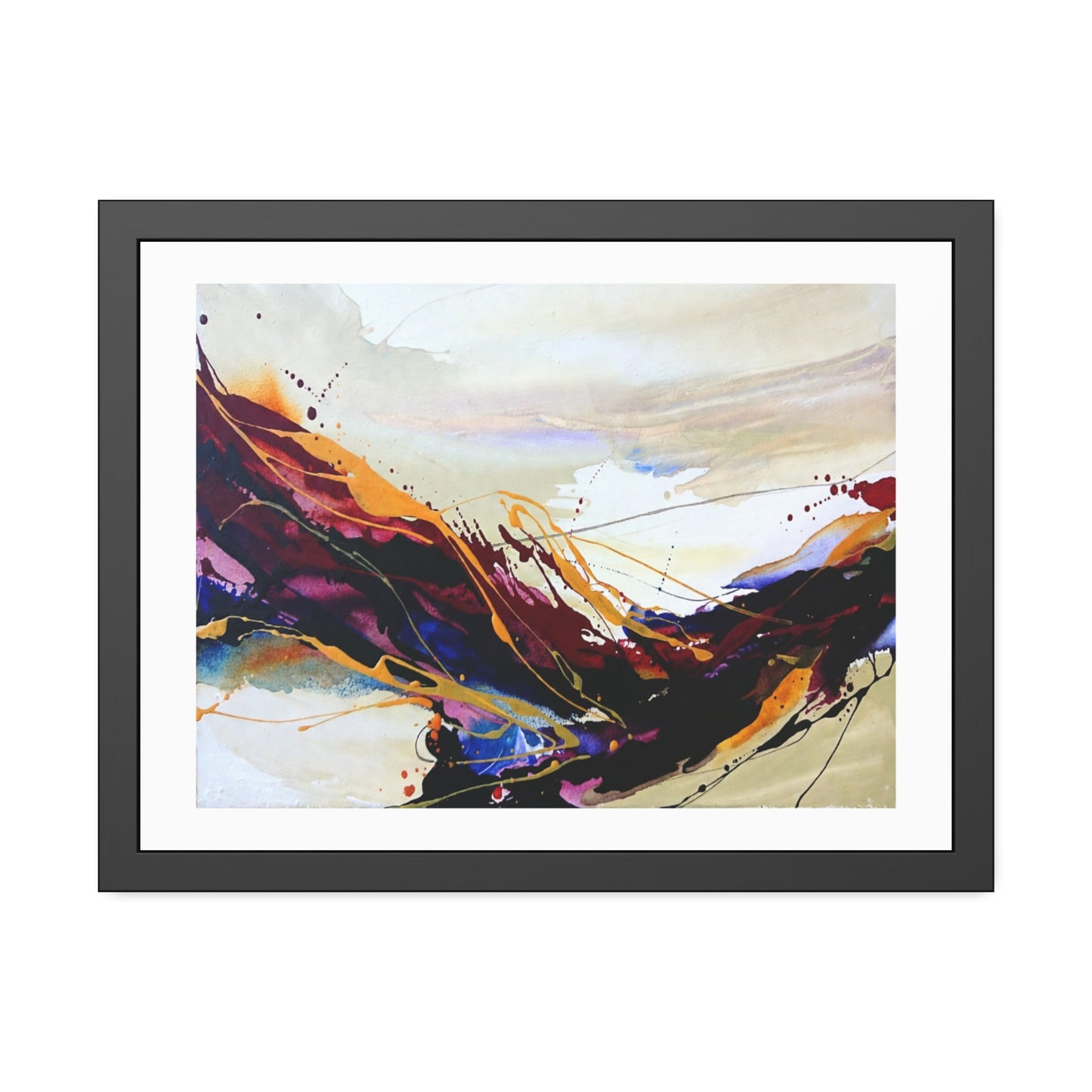 Abstract Color Splash Framed Paper Poster — Modern Wall Art Print