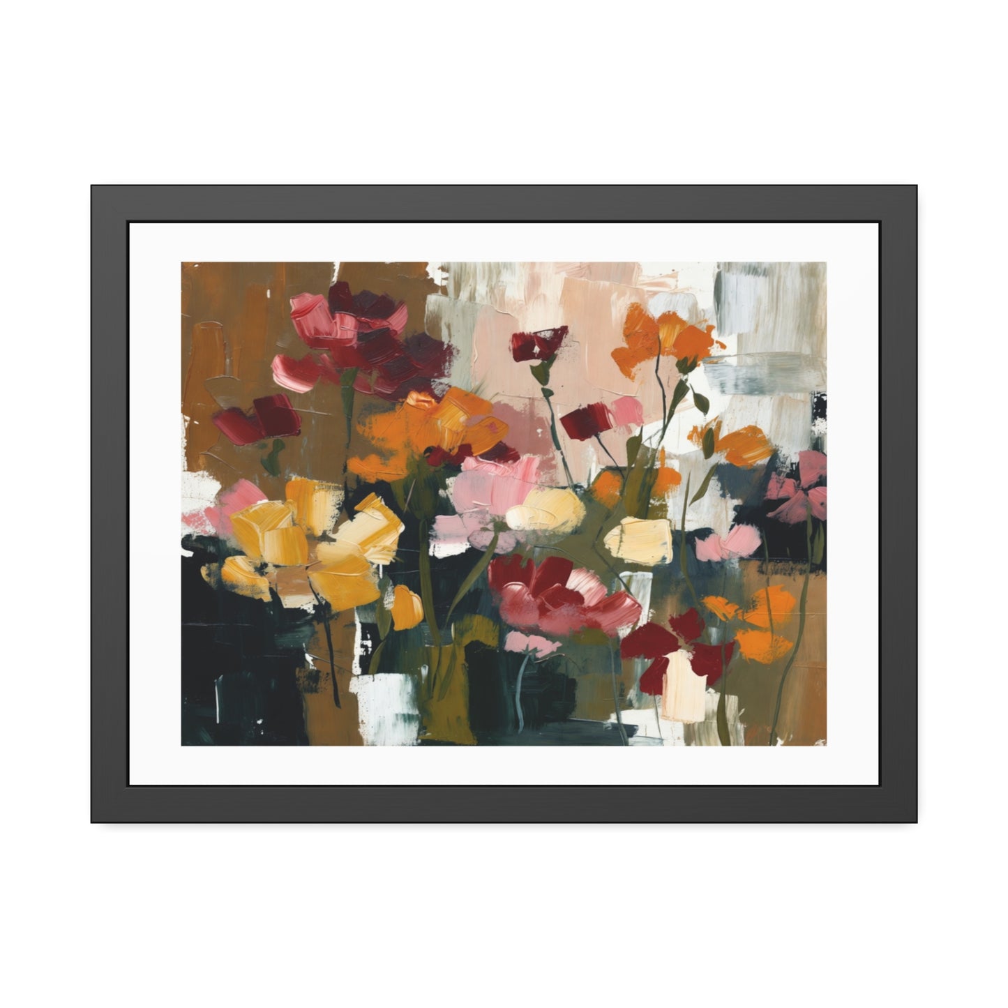 Framed Floral Art Print — Abstract Wildflower Poster for Living Room & Bedroom Décor
