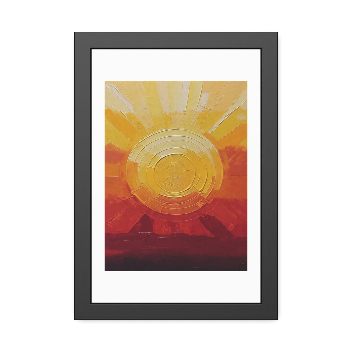 Sunburst Abstract Framed Art Print — Warm Sunrise Poster