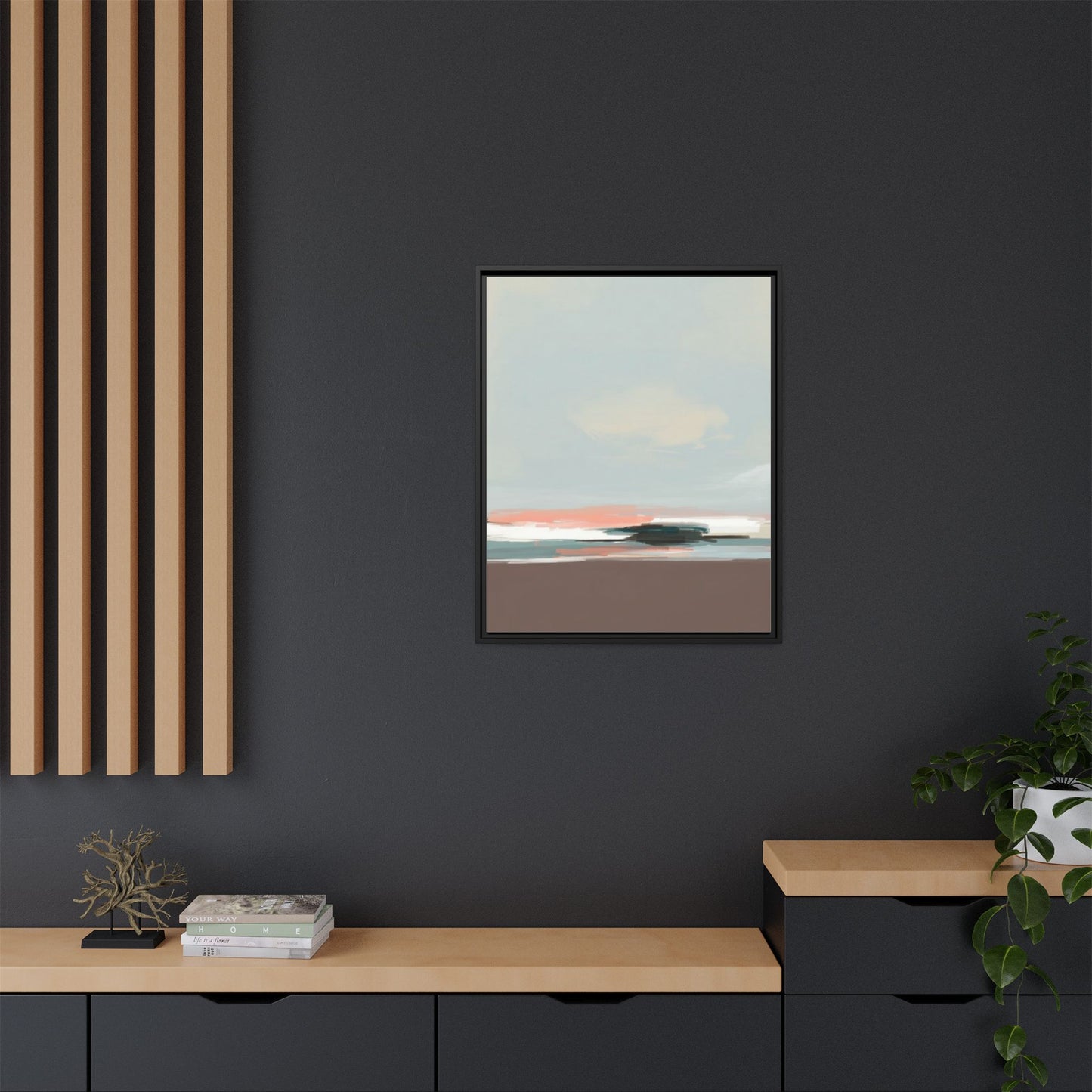 Framed Matte Canvas Print — Soft Coastal Abstract Landscape