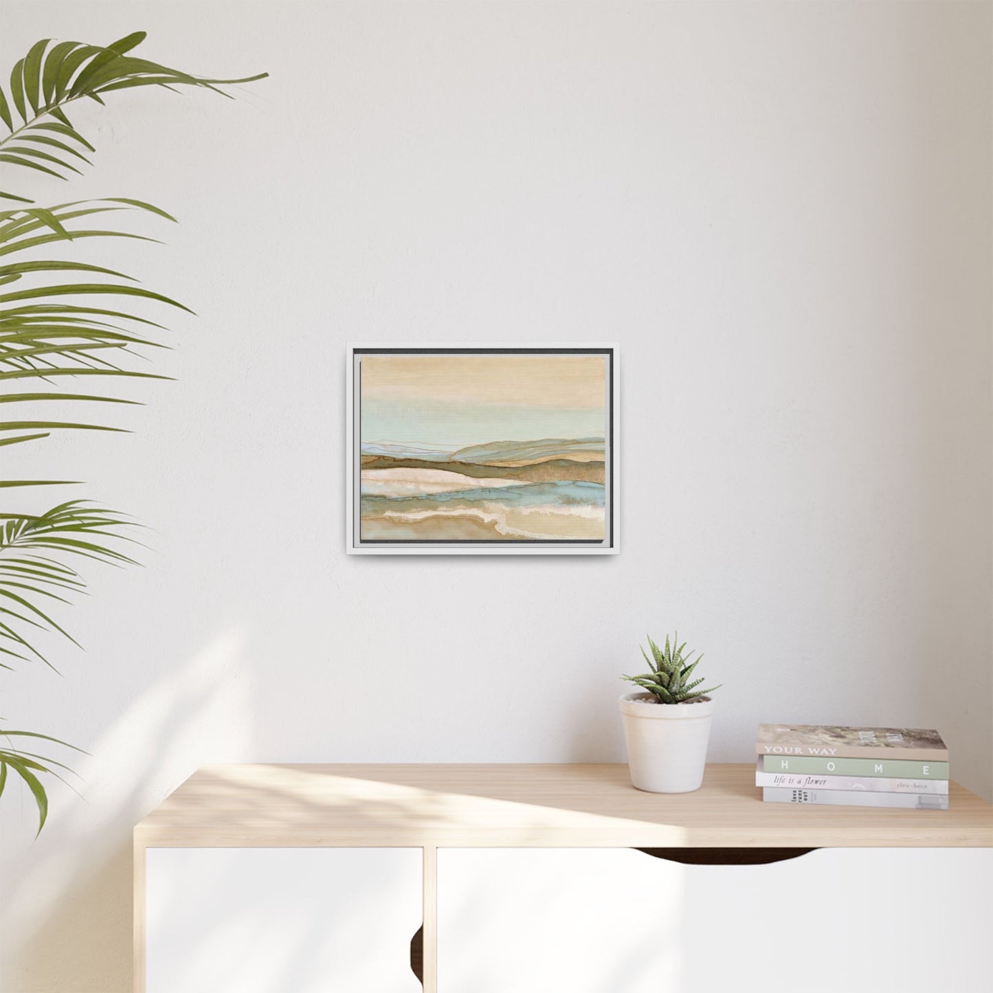 Framed Matte Canvas Coastal Abstract Landscape Wall Art