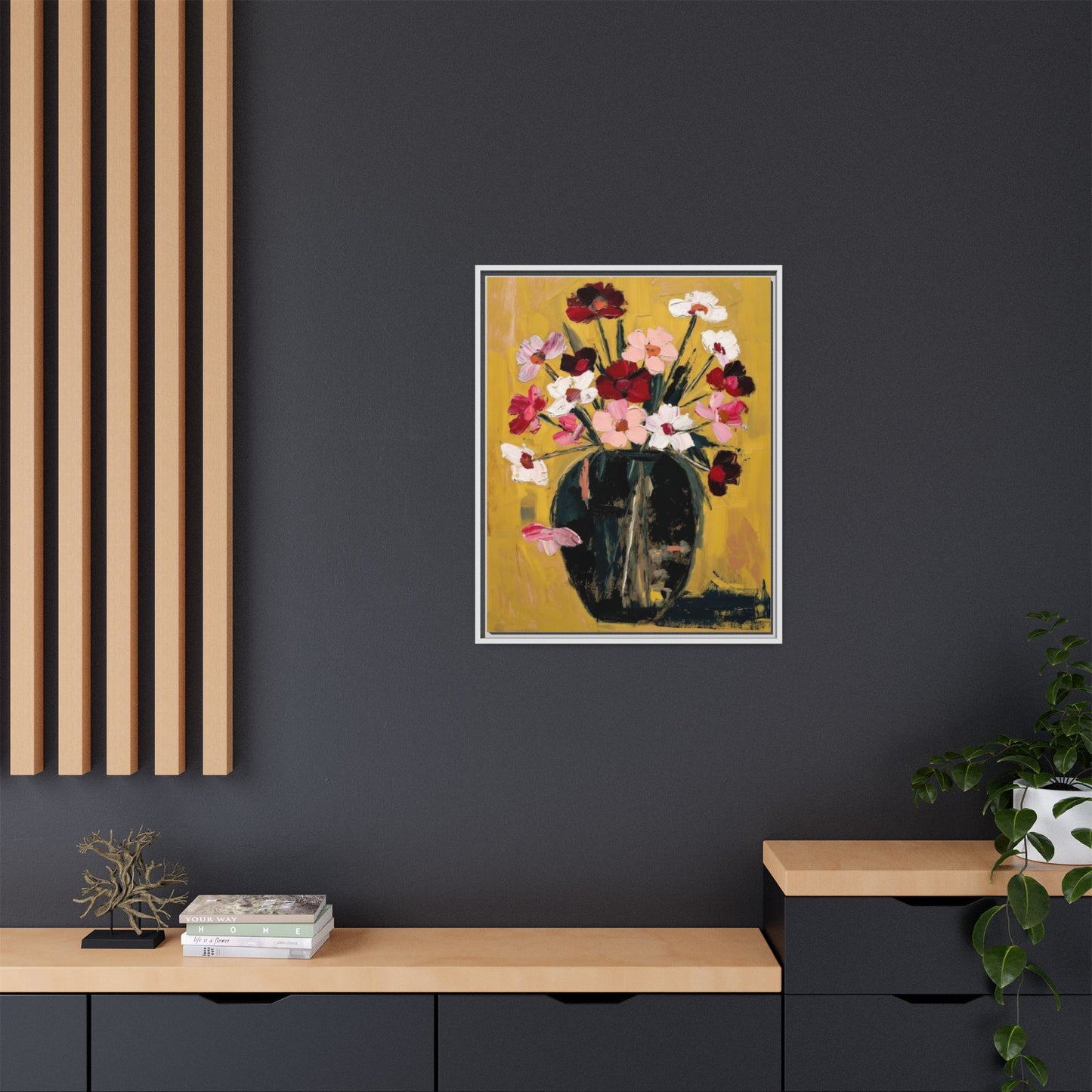 Framed Matte Canvas Floral Still Life Wall Art