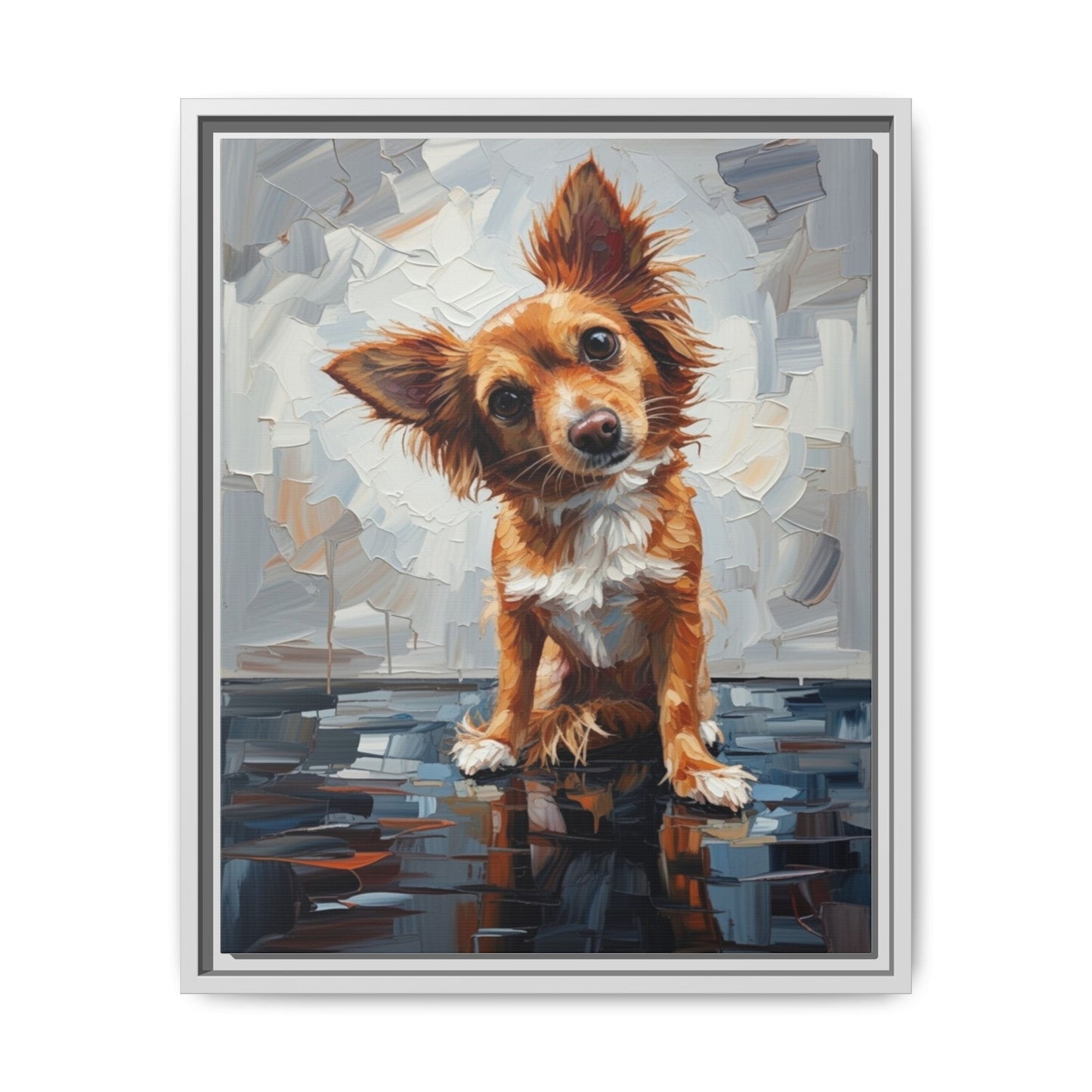 Framed Matte Canvas Print — Playful Brown Dog Portrait