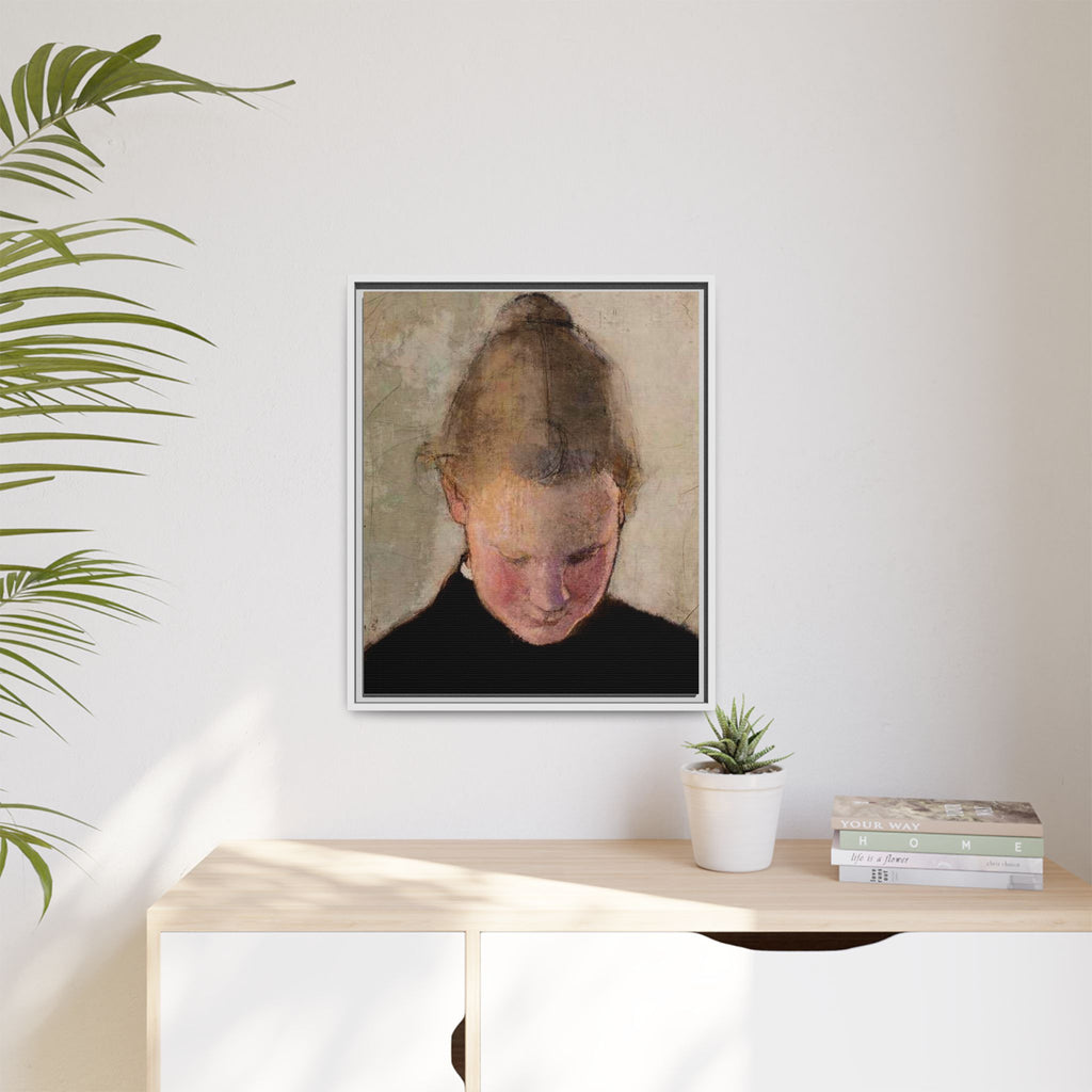 Lukeva tytto by Helena Schjerfbeck Framed Matte Canvas Art Print