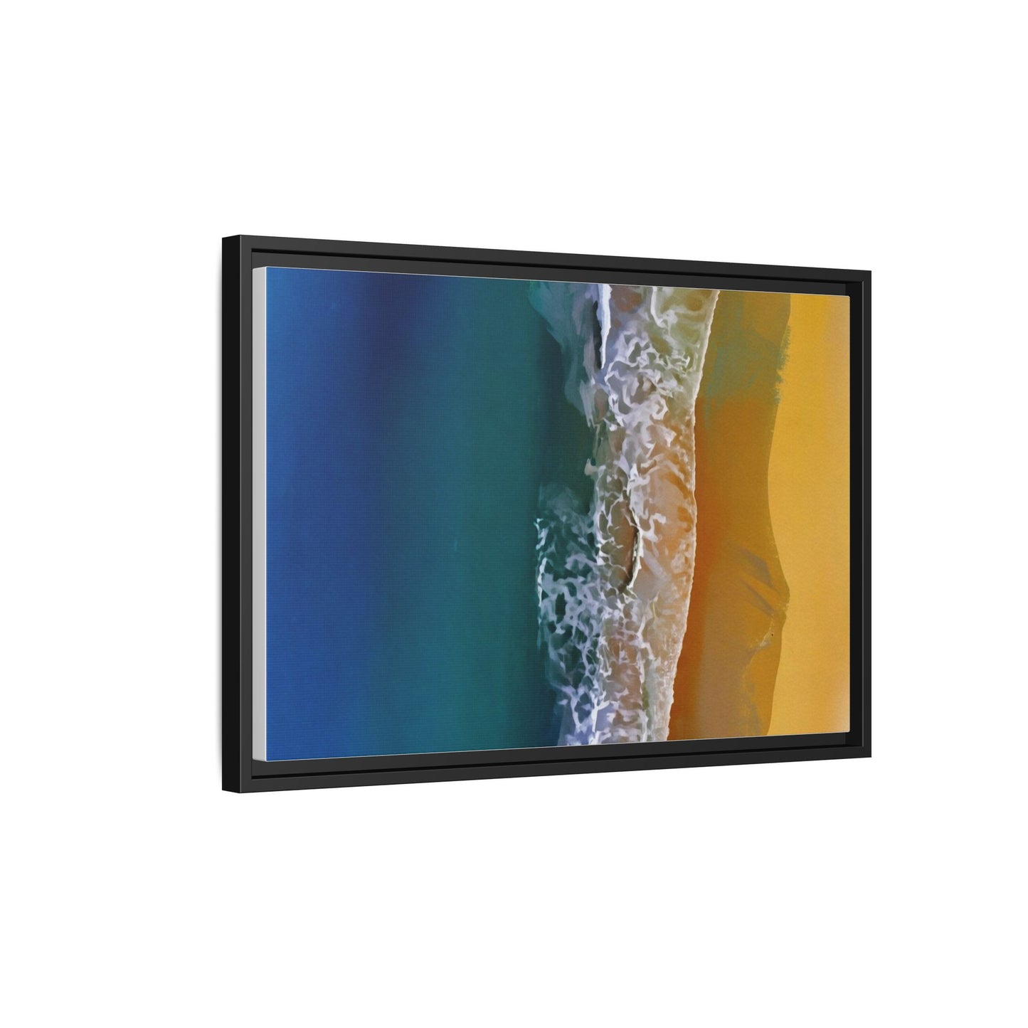 Framed Matte Canvas Seascape Print – Coastal Waves Wall Art