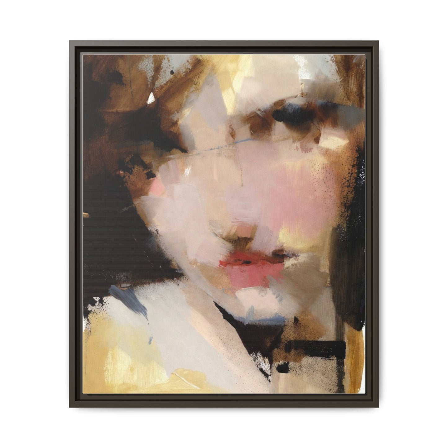 Abstract Portrait Matte Canvas Framed Print — Modern Feminine Wall Art