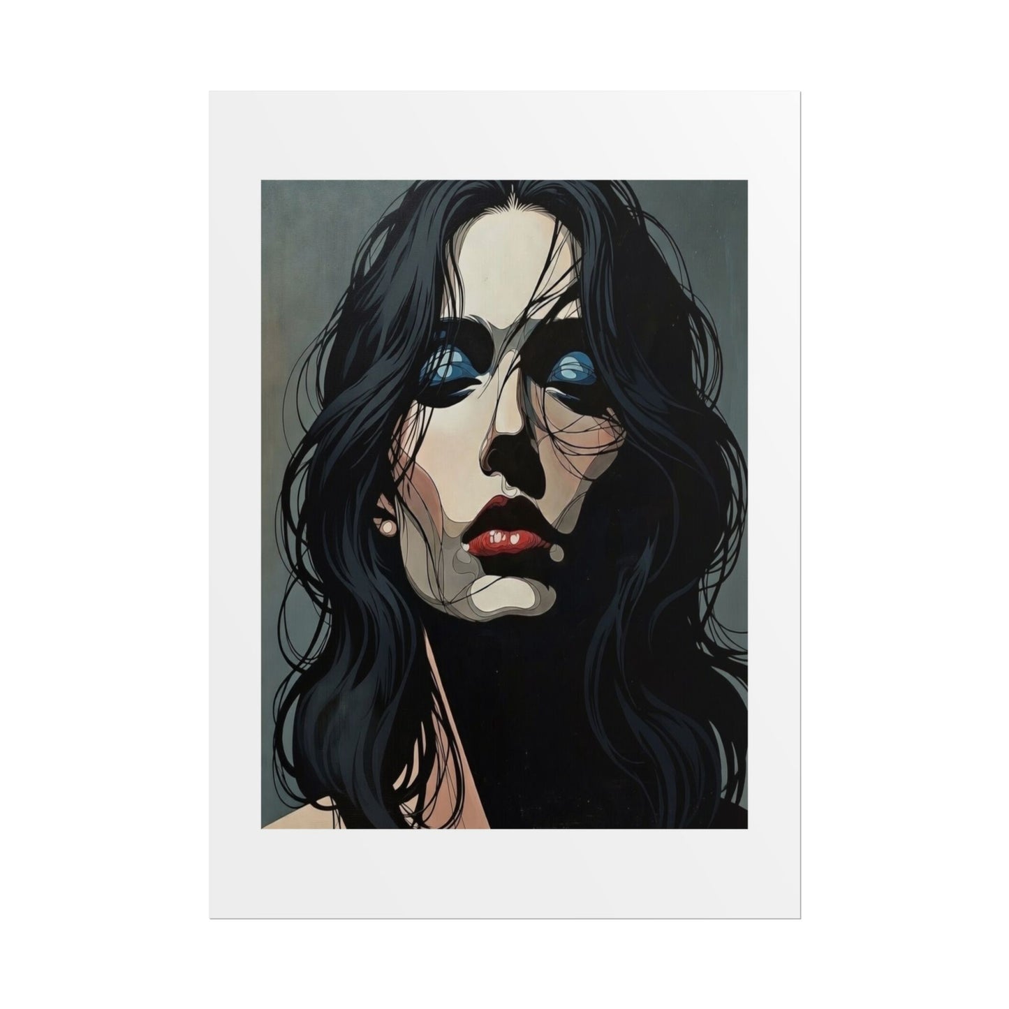 Rolled Poster — Moody Portrait Art Print (Dark Femme, Blue Eyeshadow)