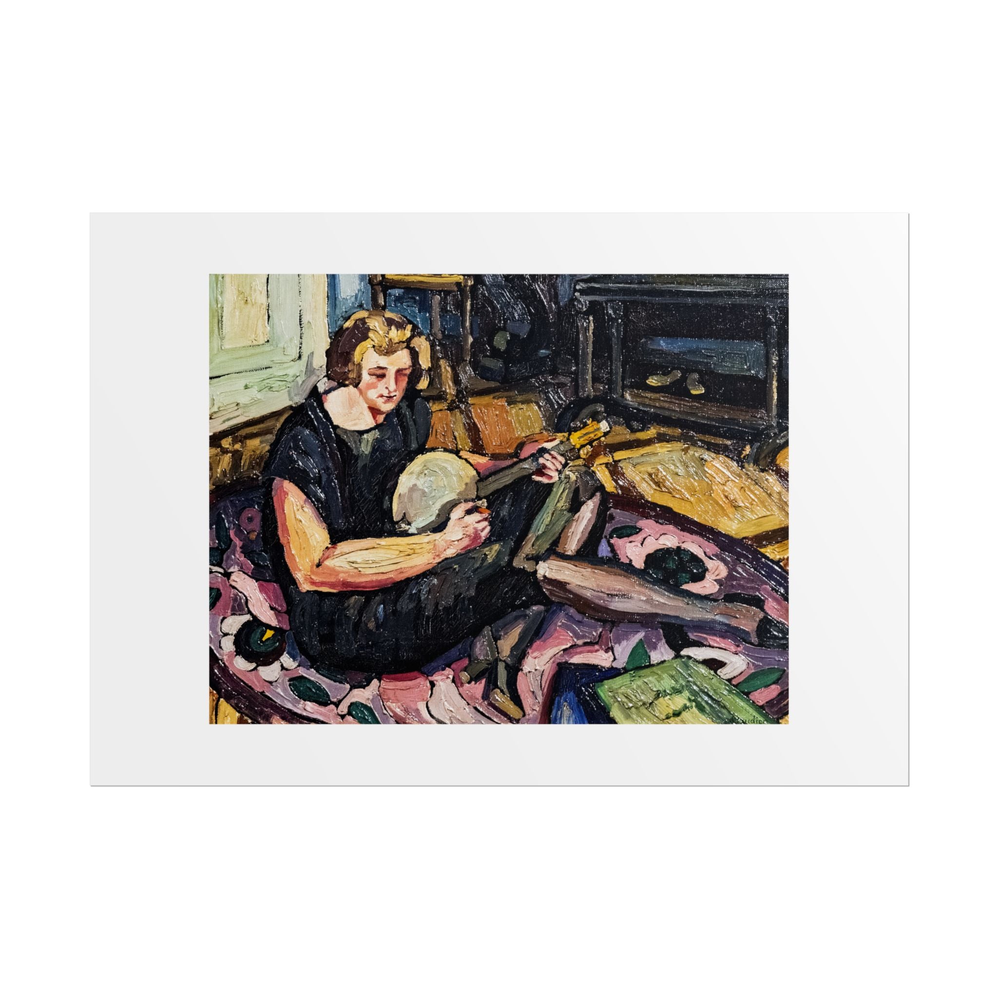 Luce au banjo dans le salon à Rabastens by Georges Gaudion Wall Art Print