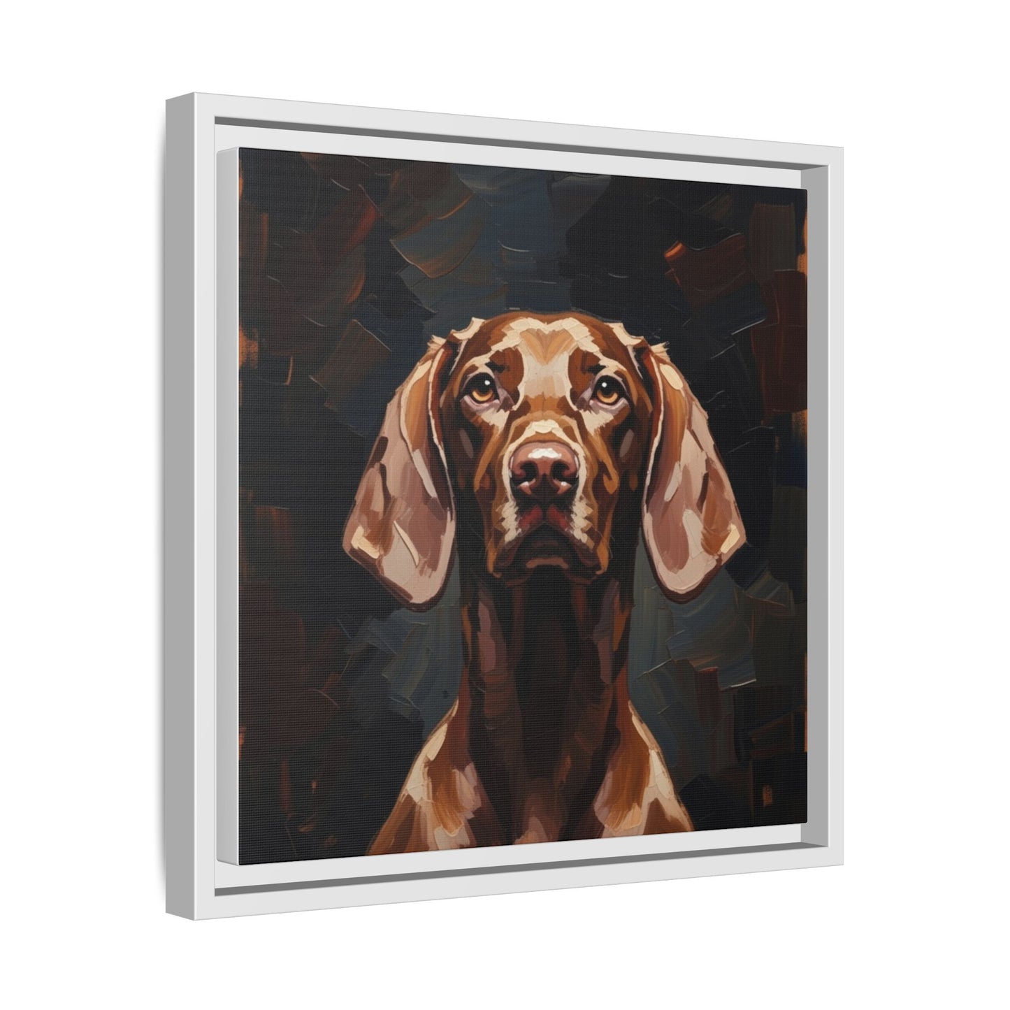Framed Matte Canvas Dog Portrait – Brown Vizsla Wall Art