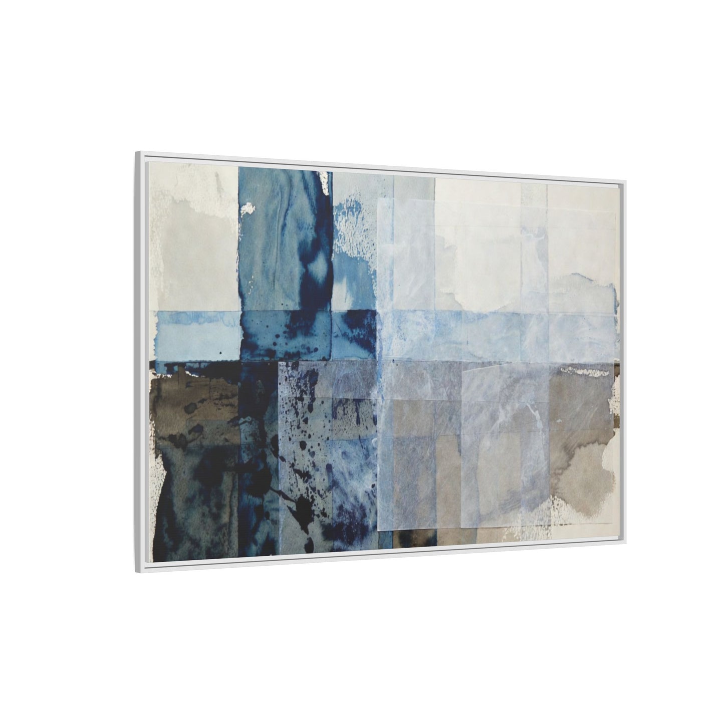 Abstract Coastal Blue Framed Canvas Art