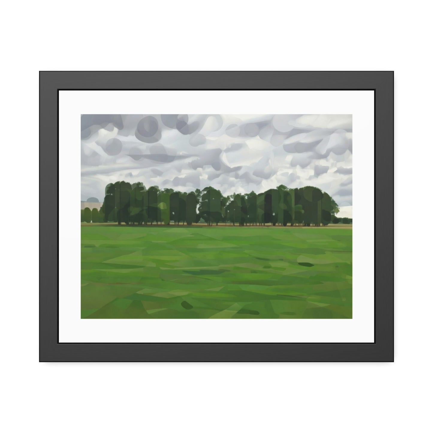 Framed Landscape Poster — Minimal Green Field Art Print