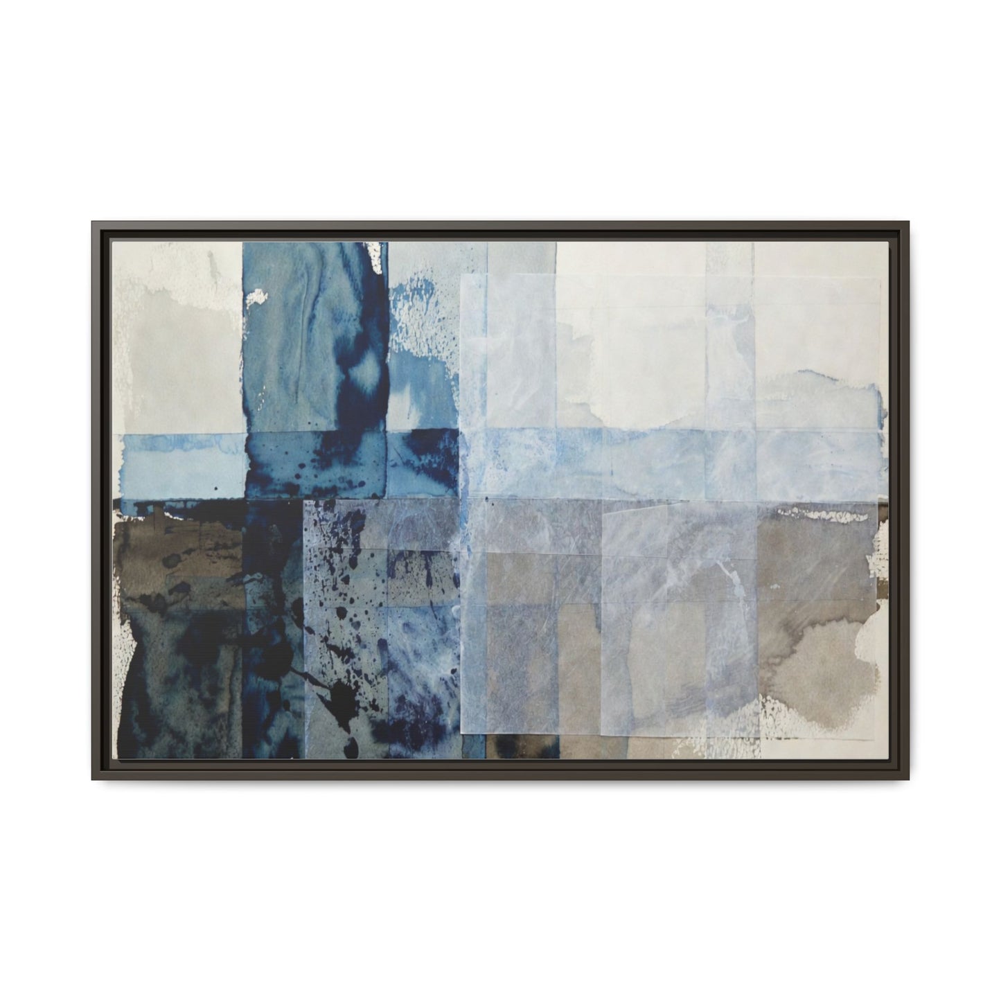 Abstract Coastal Blue Framed Canvas Art