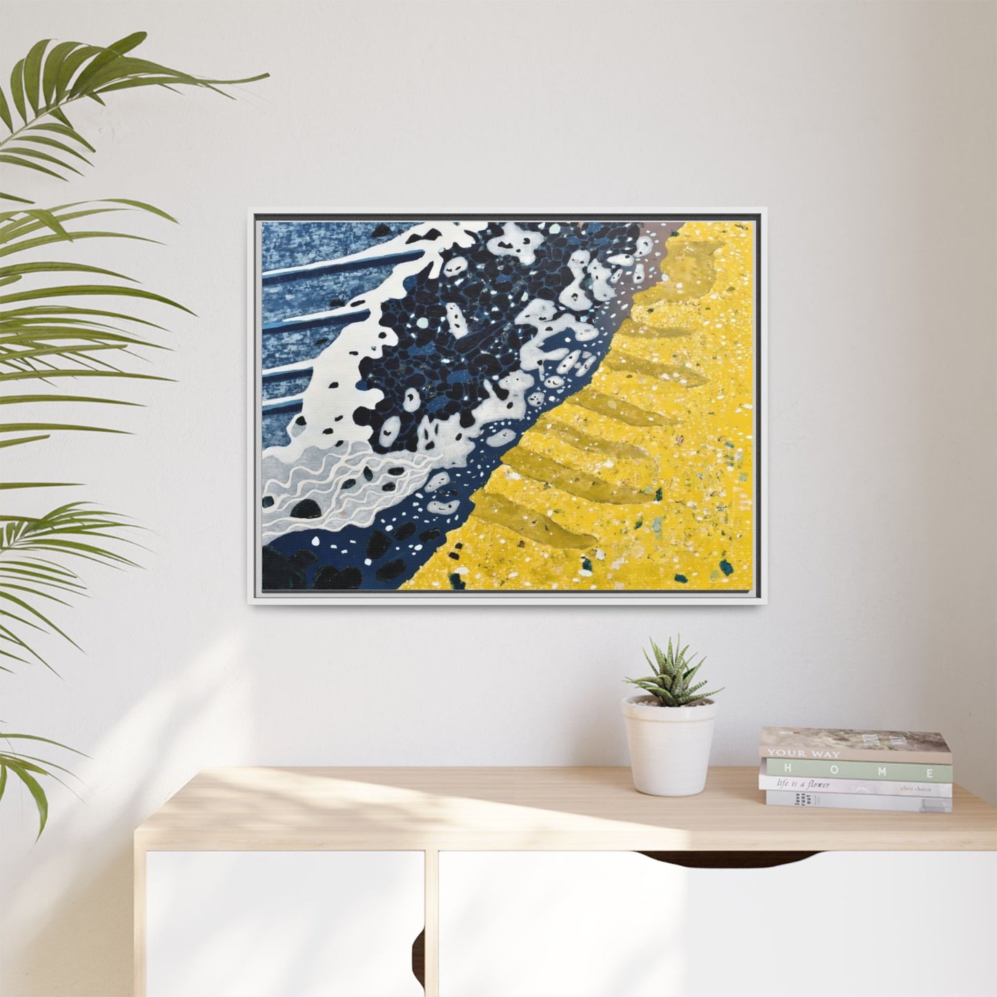 Framed Abstract Ocean & Sand Matte Canvas Print