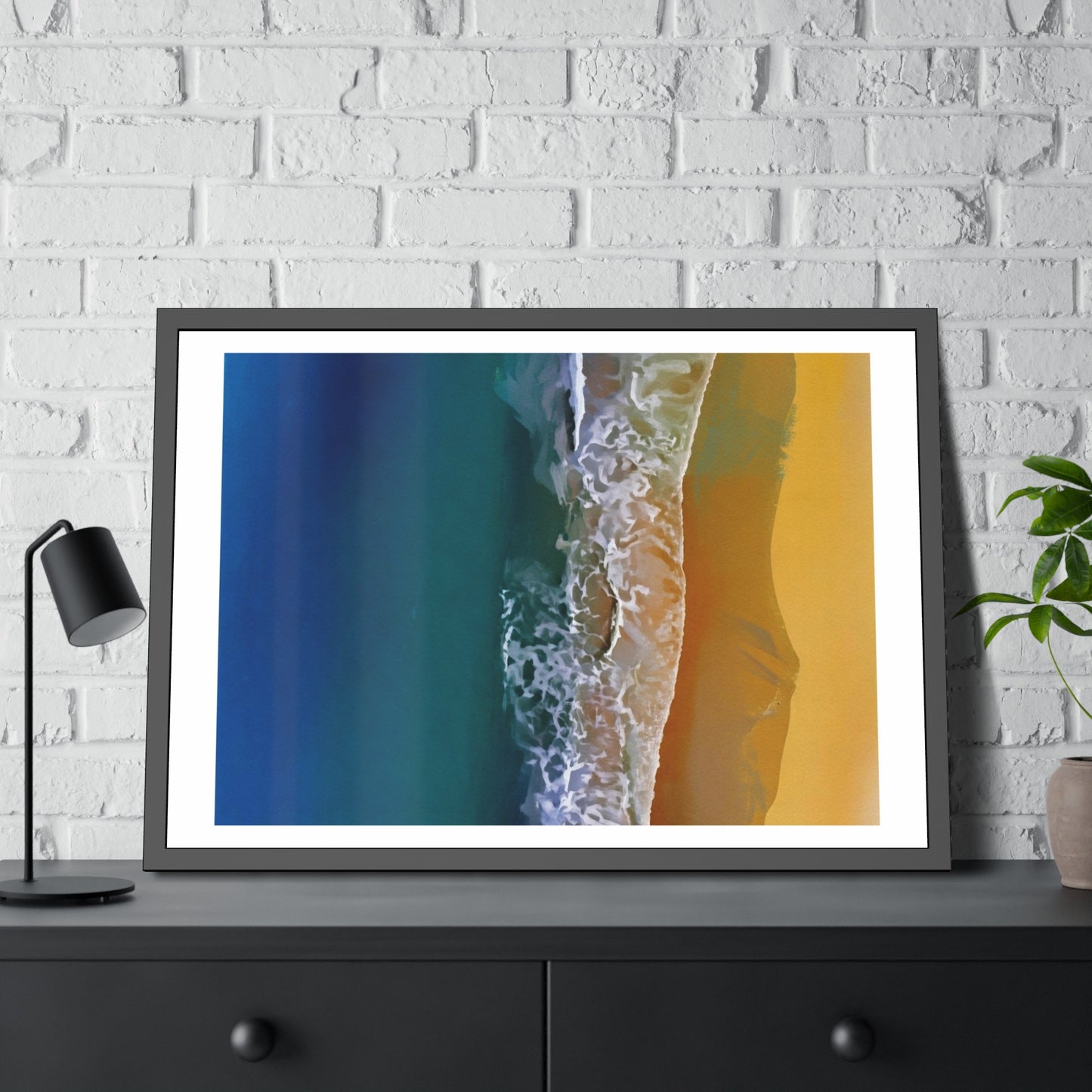 Coastal Waves Framed Poster — Beach Ocean Photography Wall Art