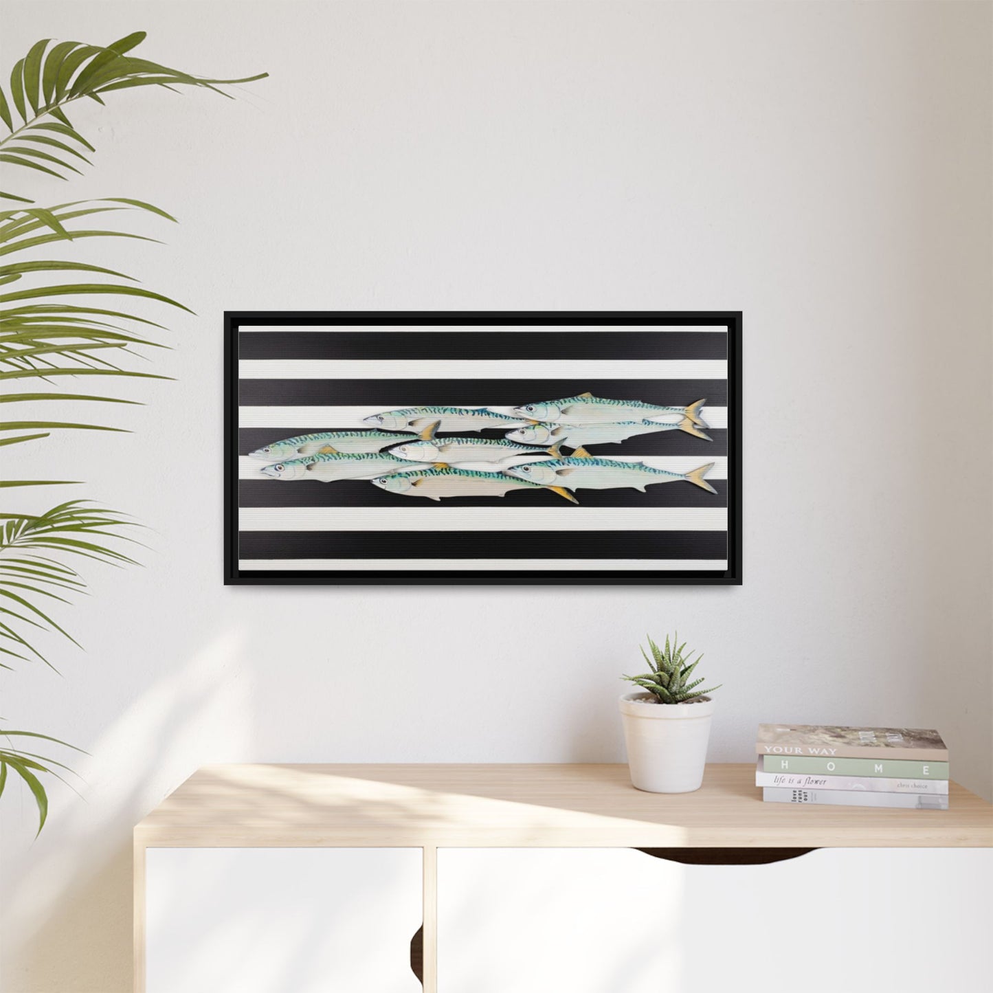 Striped Mackerel Canvas Print — Framed Matte Fish Wall Art