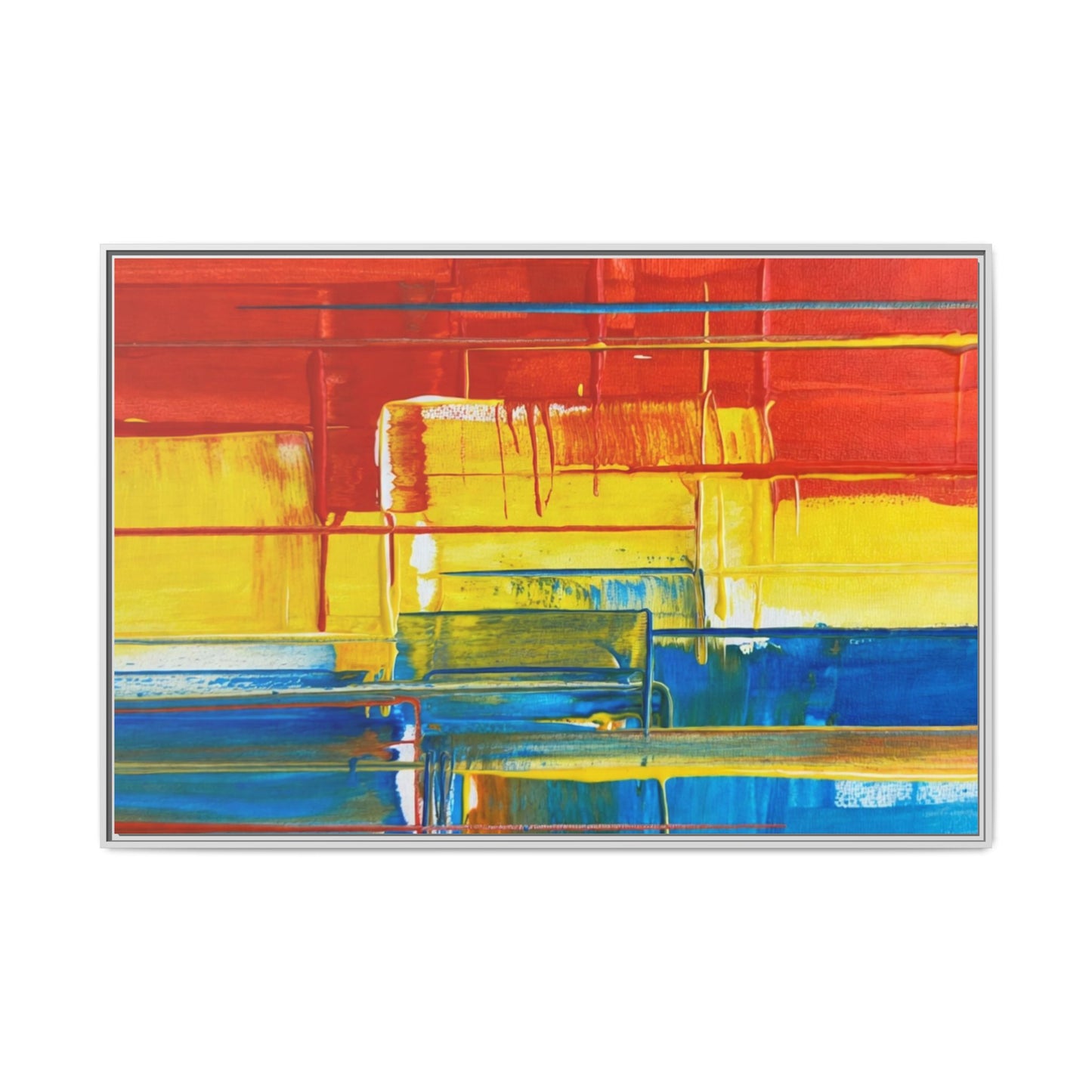 Abstract Multi-Color Framed Canvas Art — Modern Geometric Wall Decor