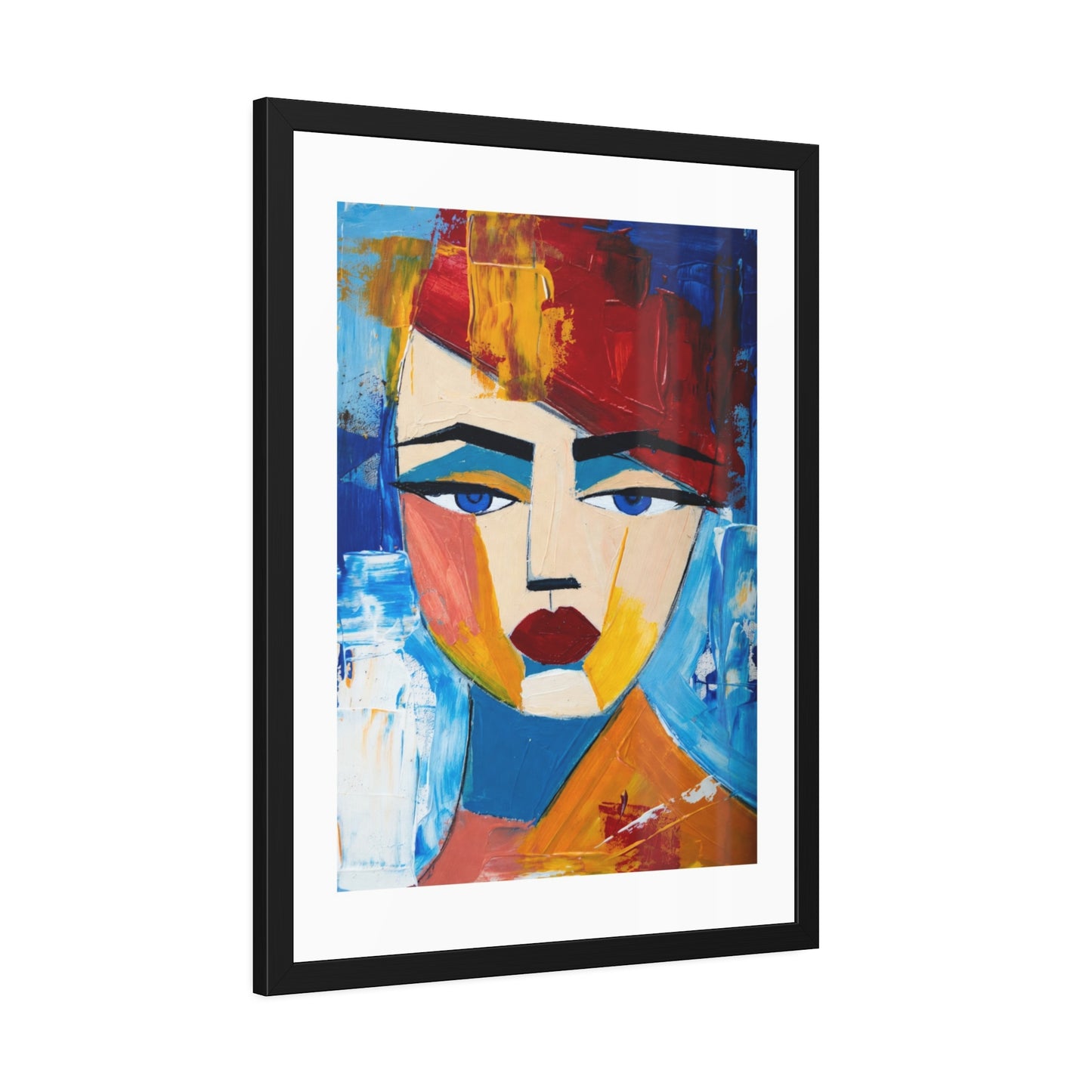 Abstract Colorful Face Framed Poster — Modern Pop Art Wall Print