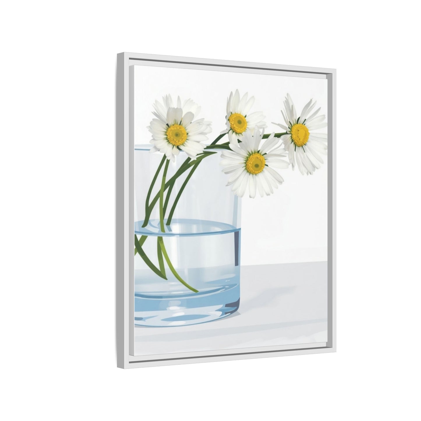 Framed Daisy Canvas Print — Minimal Botanical Wall Art