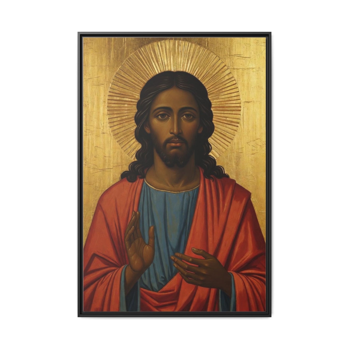 Framed Orthodox Christ Icon Matte Canvas — Religious Wall Art for Home, Church, or Prayer Corner