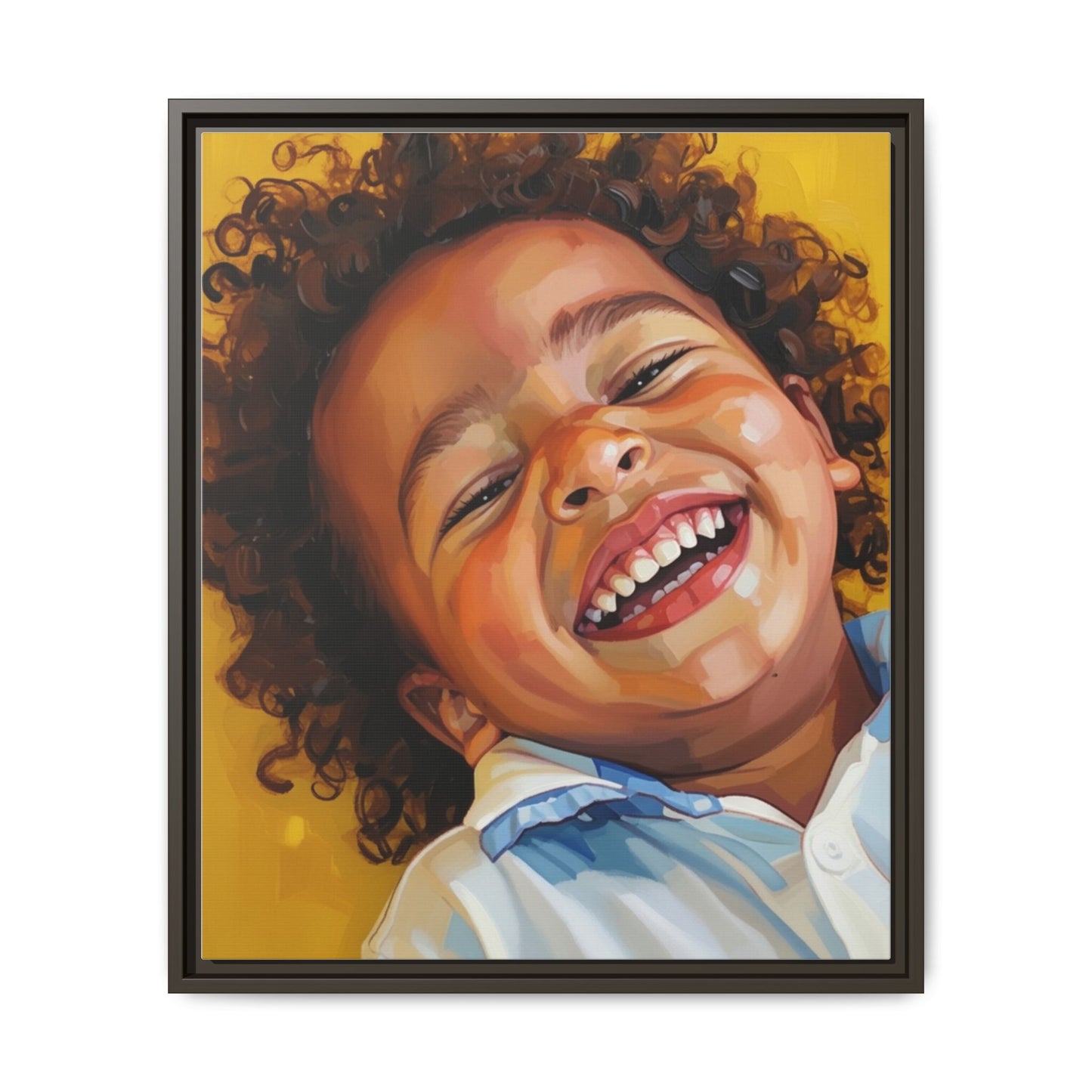 Framed Matte Canvas Print – Joyful Child Portrait, Colorful Nursery Wall Art
