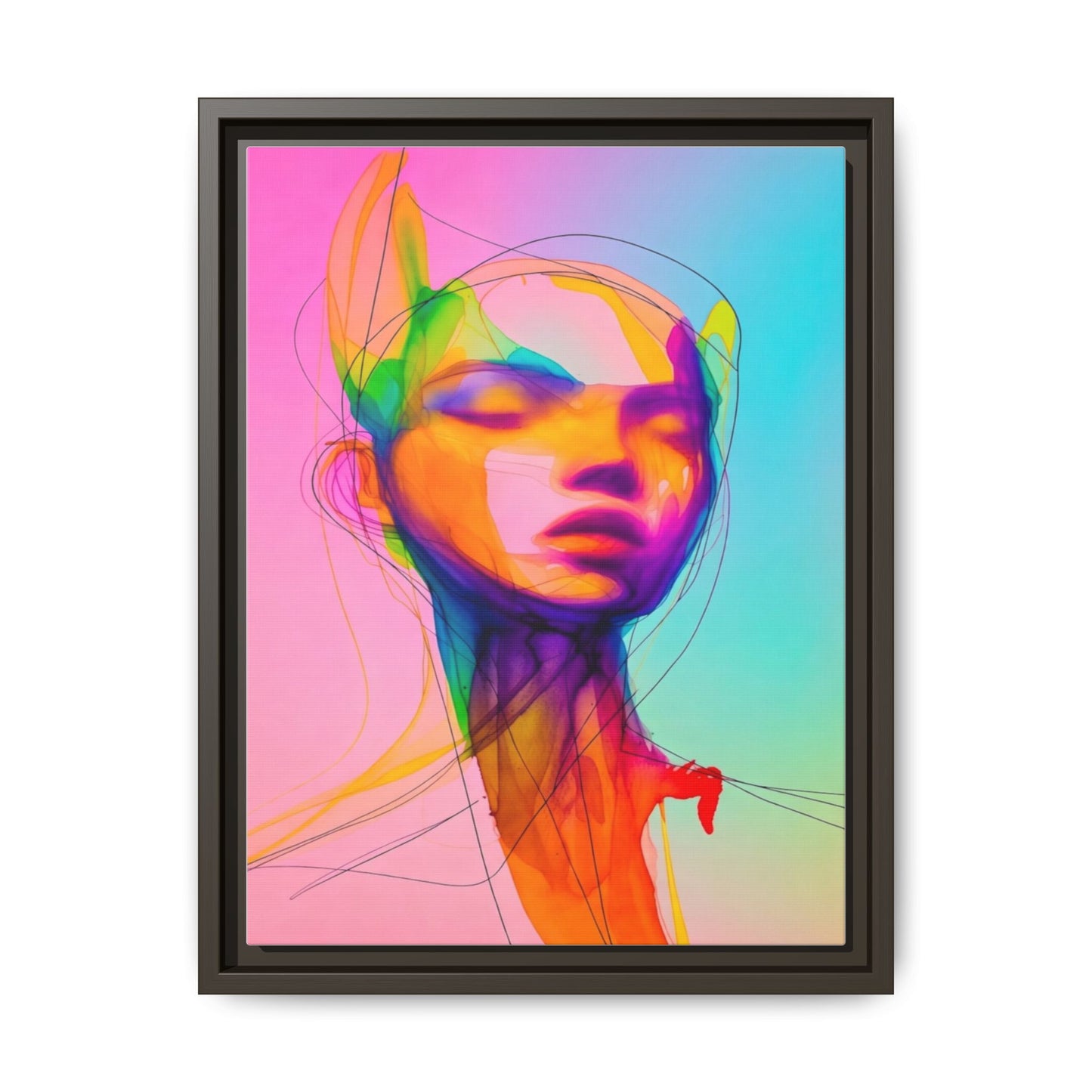 Framed Matte Canvas Art — Vibrant Abstract Portrait Wall Print